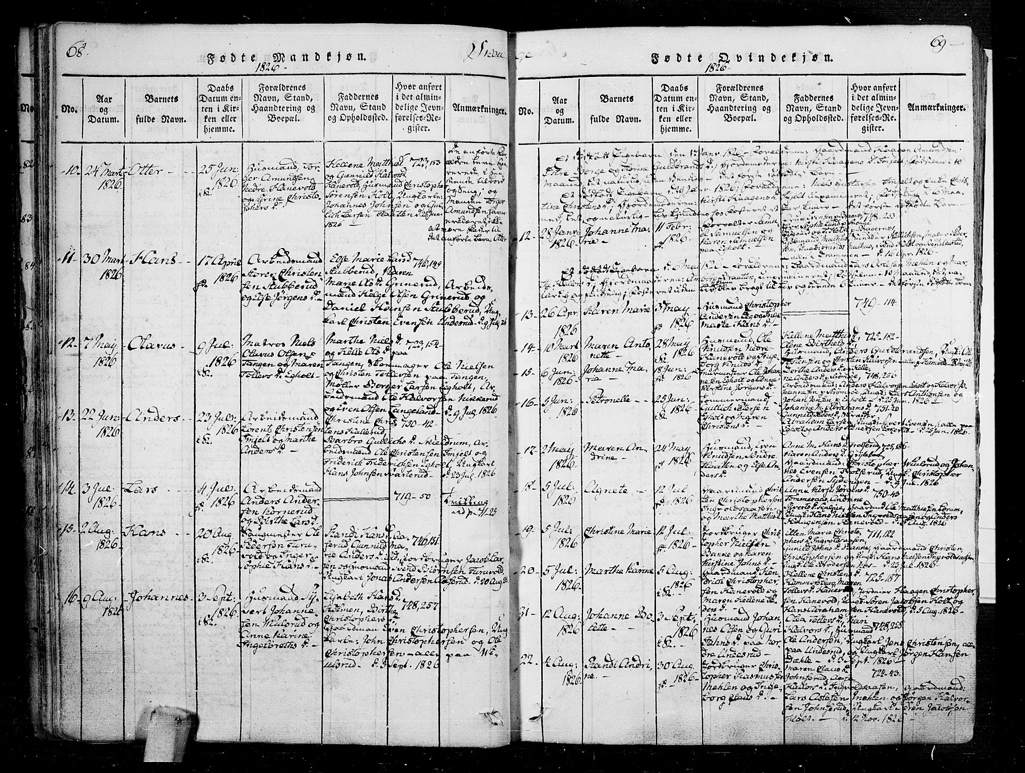 Skoger kirkebøker, AV/SAKO-A-59/F/Fa/L0002: Parish register (official) no. I 2 /1, 1814-1842, p. 68-69