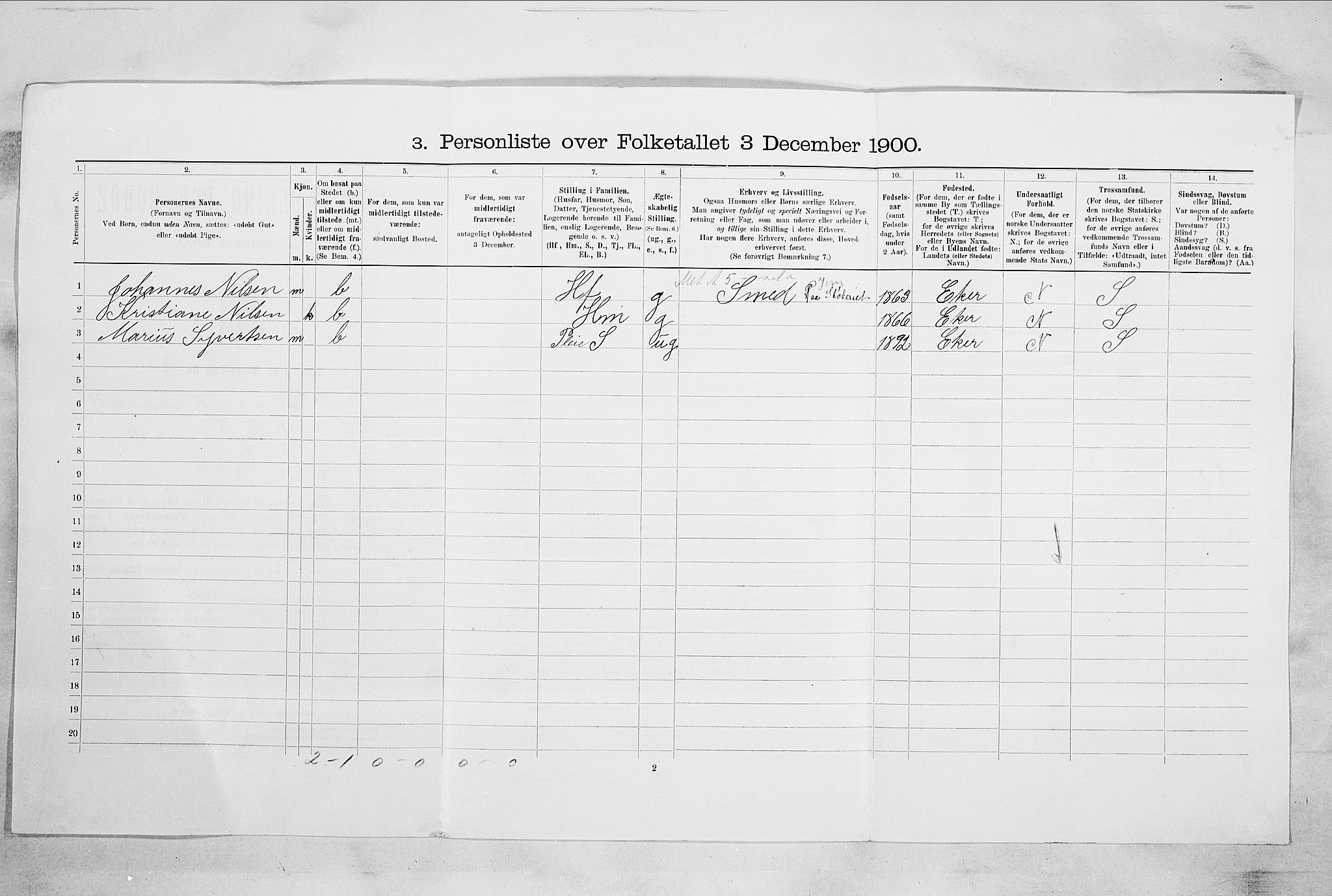 RA, 1900 census for Drammen, 1900, p. 14279