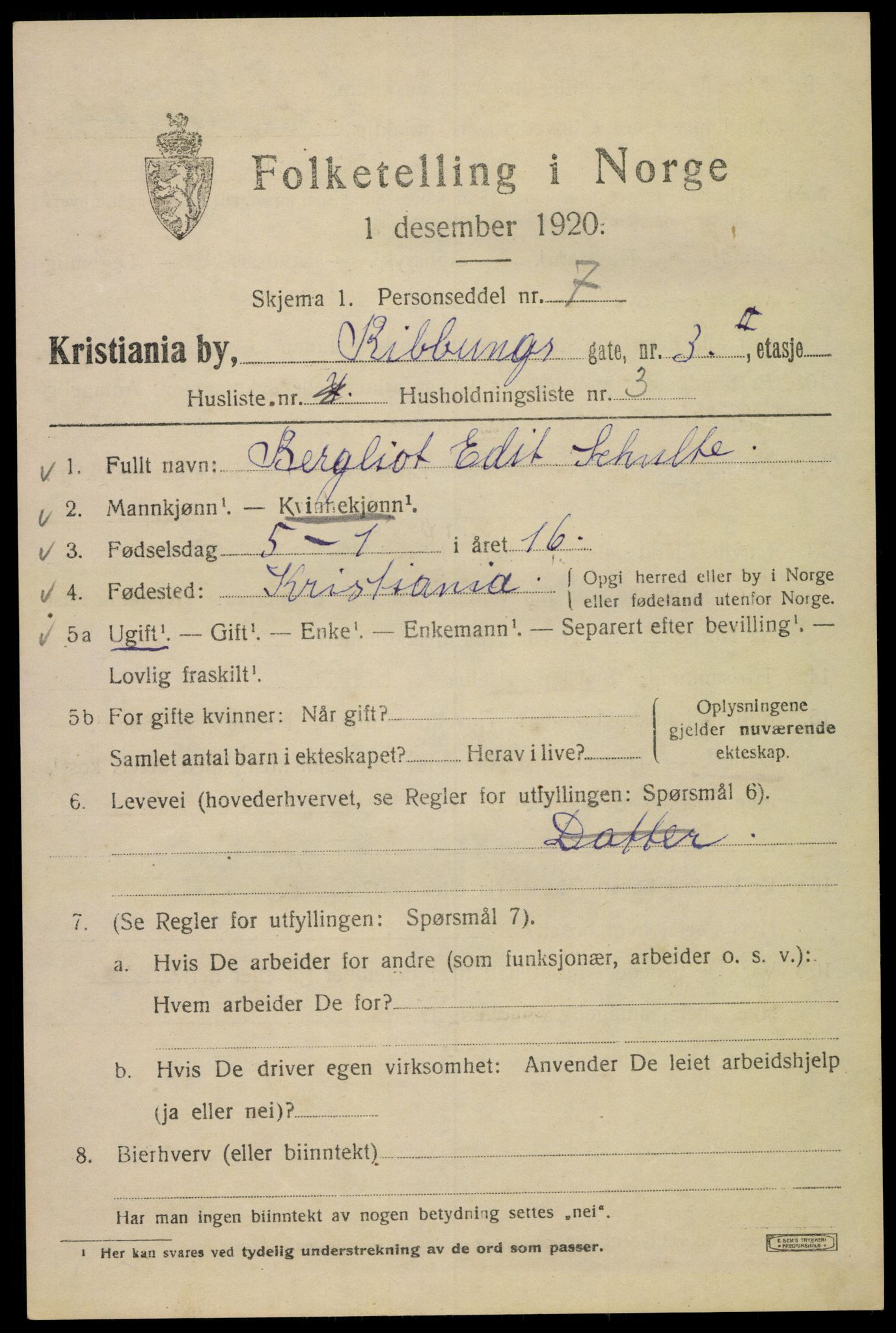 SAO, 1920 census for Kristiania, 1920, p. 462079
