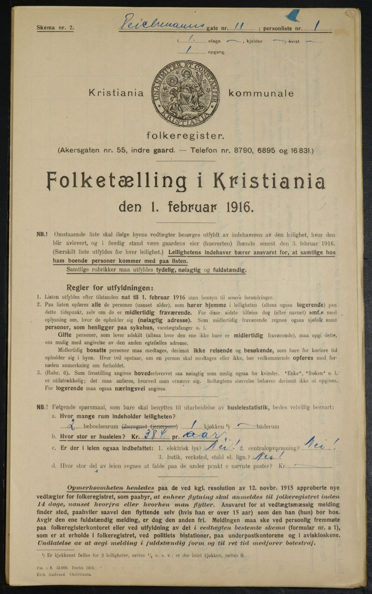 OBA, Municipal Census 1916 for Kristiania, 1916, p. 15690