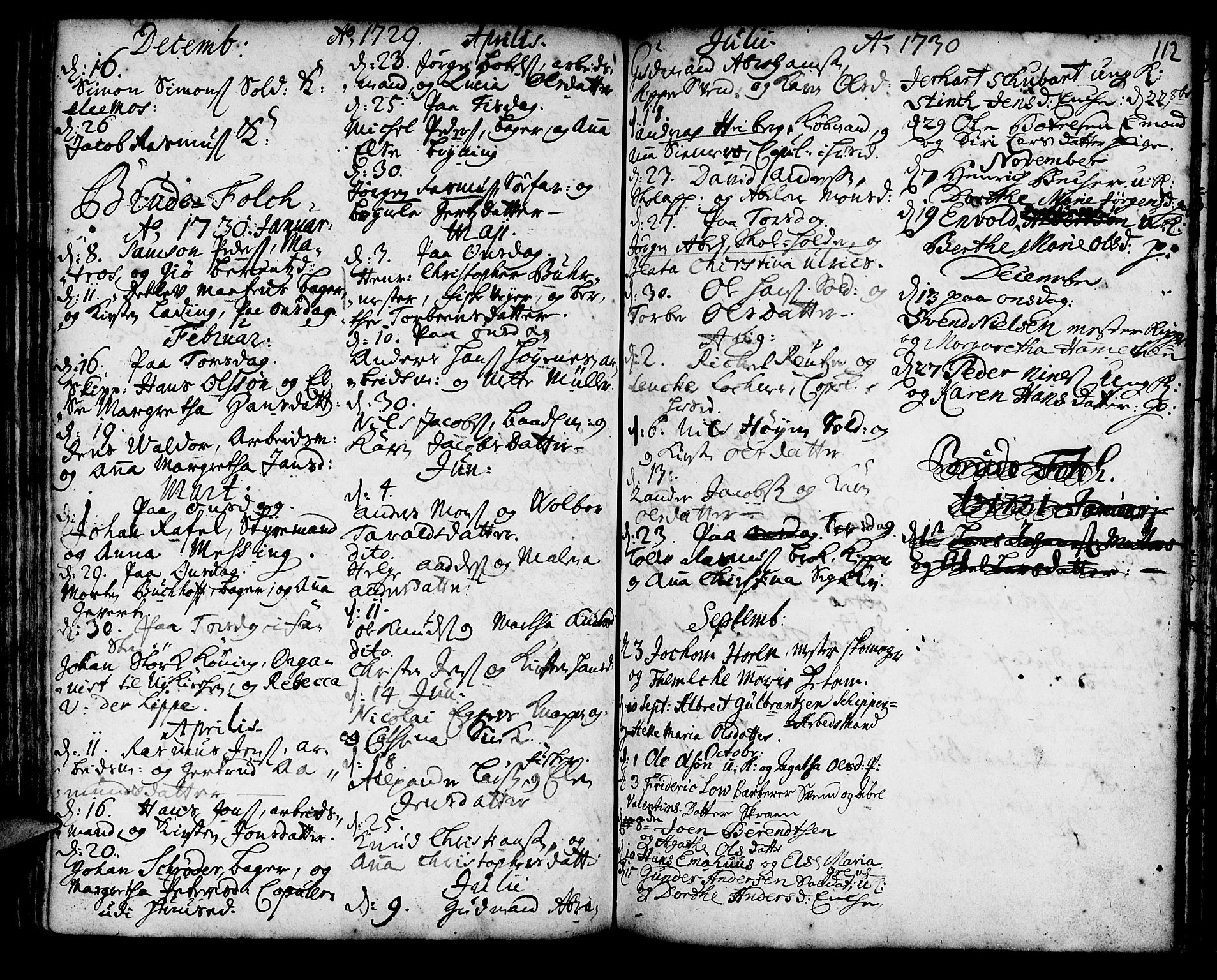 Korskirken sokneprestembete, SAB/A-76101/H/Haa/L0008: Parish register (official) no. A 8, 1698-1747, p. 112
