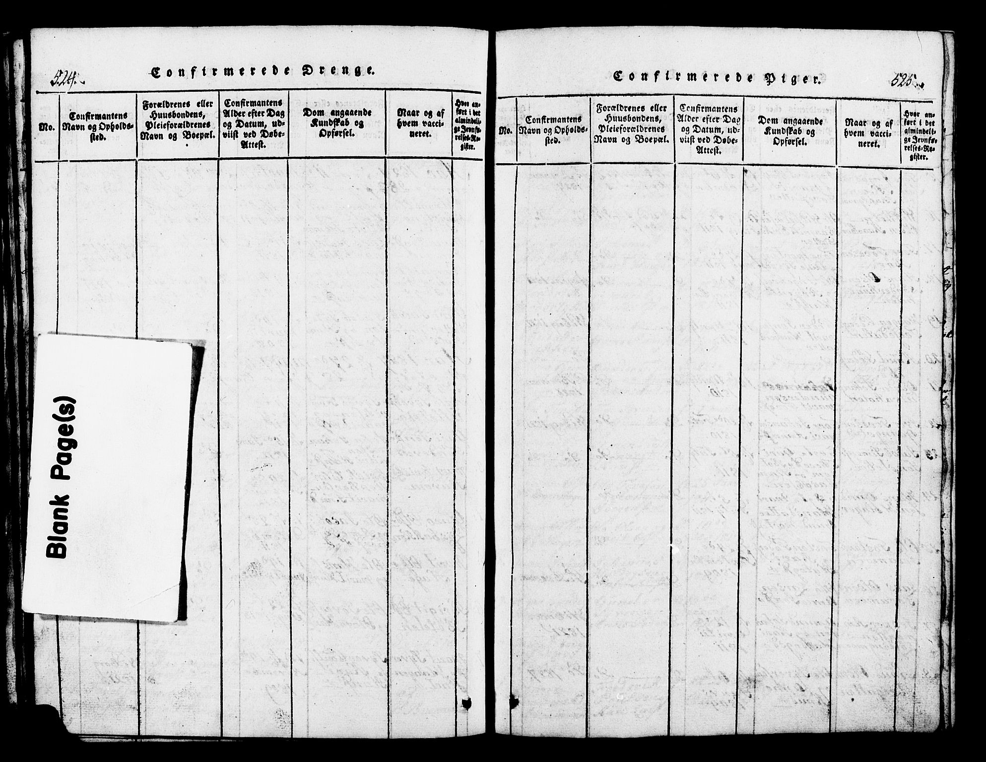 Lesja prestekontor, SAH/PREST-068/H/Ha/Hab/L0001: Parish register (copy) no. 1, 1820-1831, p. 524-525