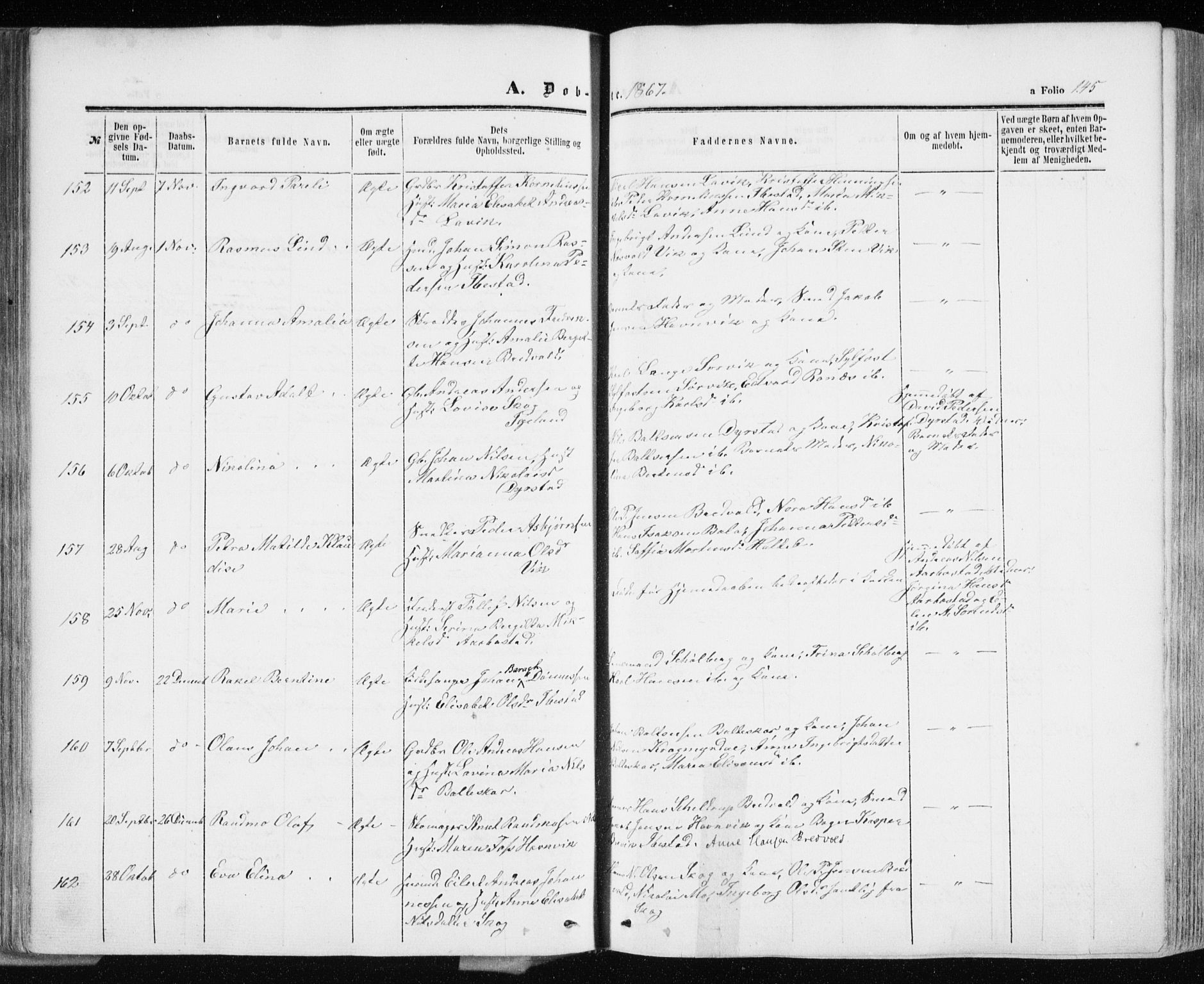 Ibestad sokneprestembete, AV/SATØ-S-0077/H/Ha/Haa/L0009kirke: Parish register (official) no. 9, 1859-1868, p. 145