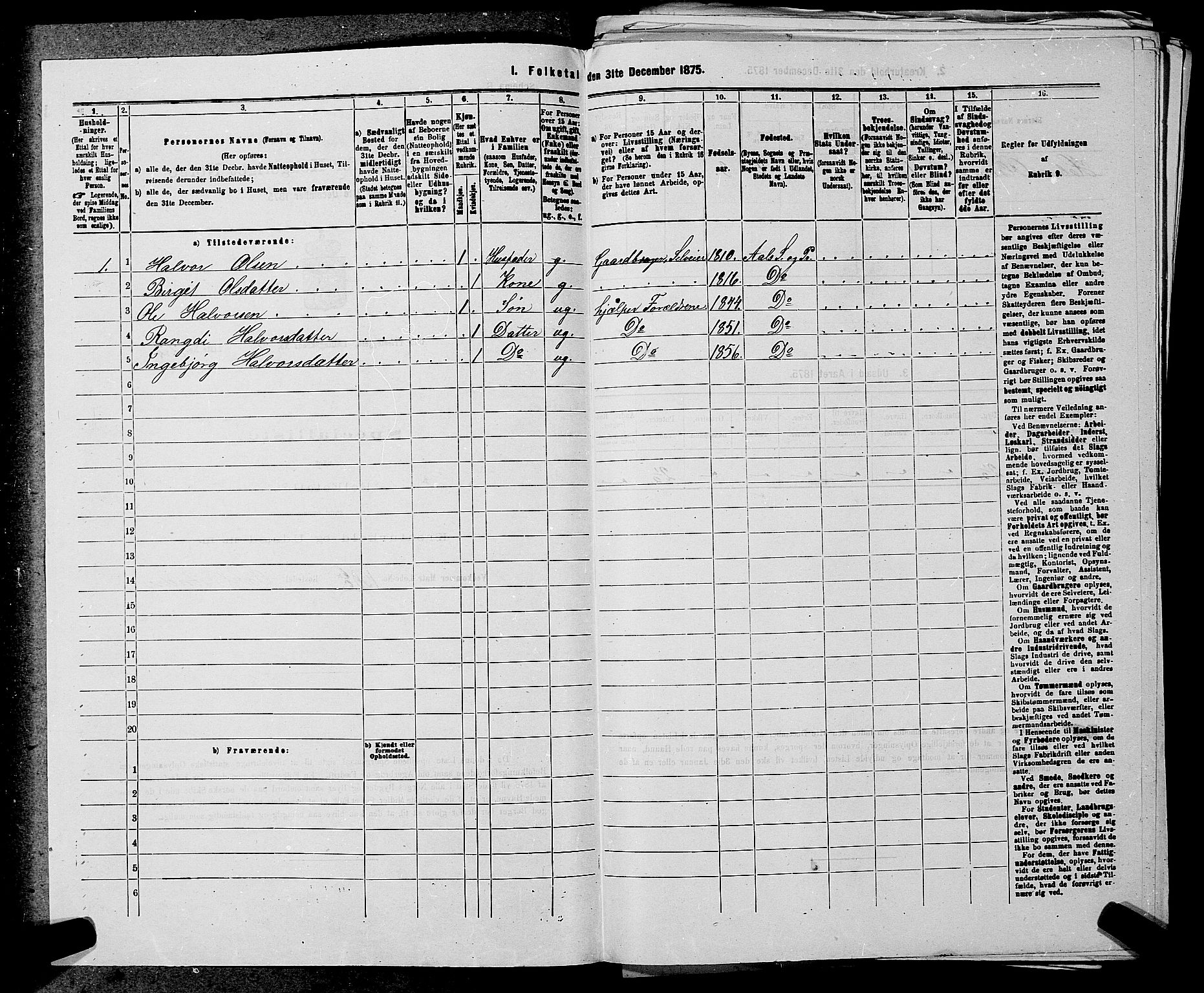 SAKO, 1875 census for 0619P Ål, 1875, p. 1140