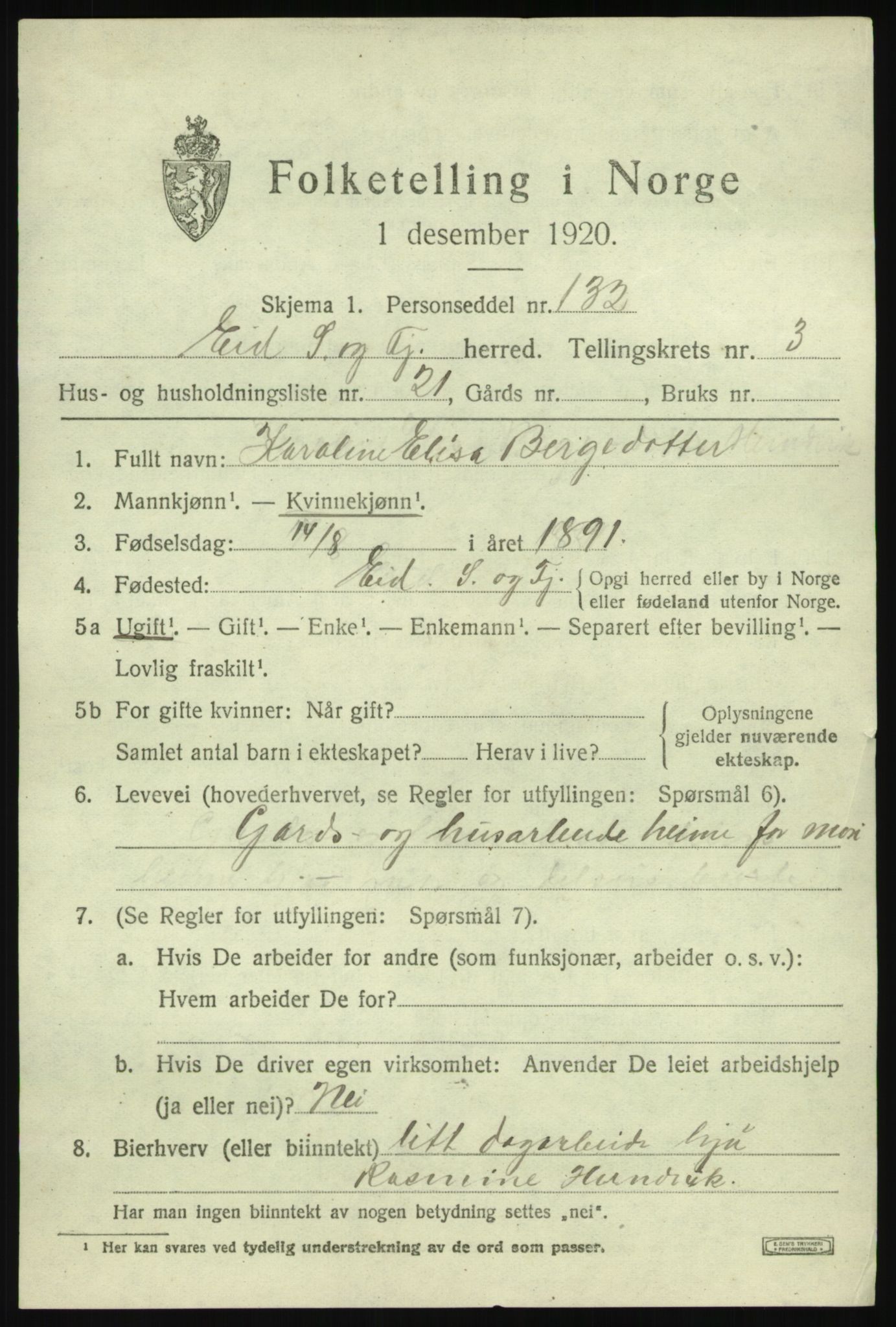 SAB, 1920 census for Eid, 1920, p. 2262