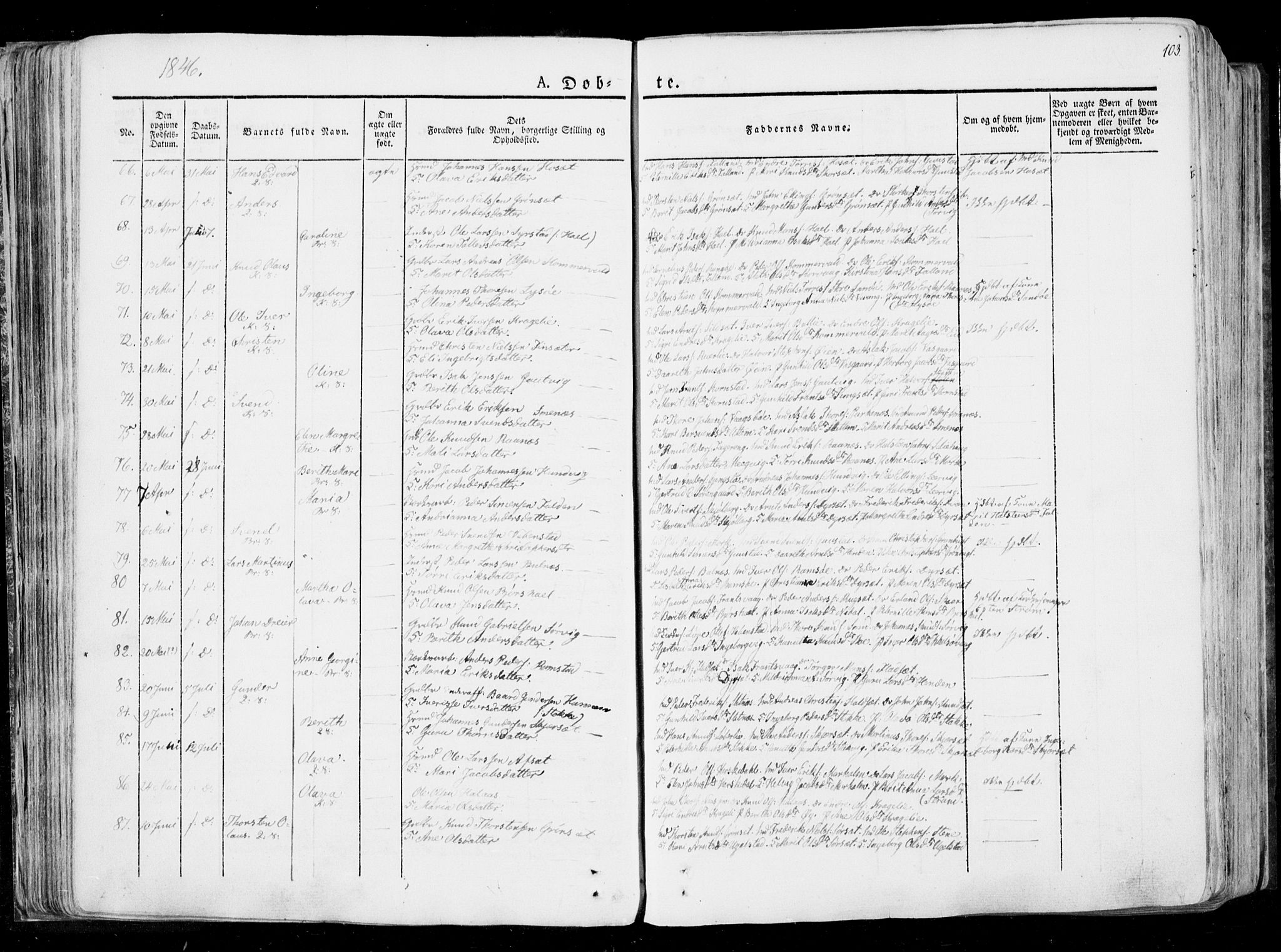 Ministerialprotokoller, klokkerbøker og fødselsregistre - Møre og Romsdal, SAT/A-1454/568/L0803: Parish register (official) no. 568A10, 1830-1853, p. 103