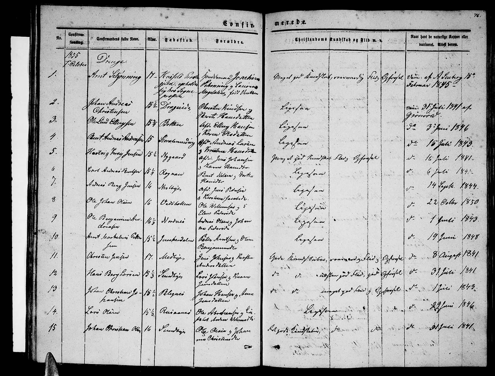 Ministerialprotokoller, klokkerbøker og fødselsregistre - Nordland, SAT/A-1459/847/L0678: Parish register (copy) no. 847C06, 1854-1870, p. 76