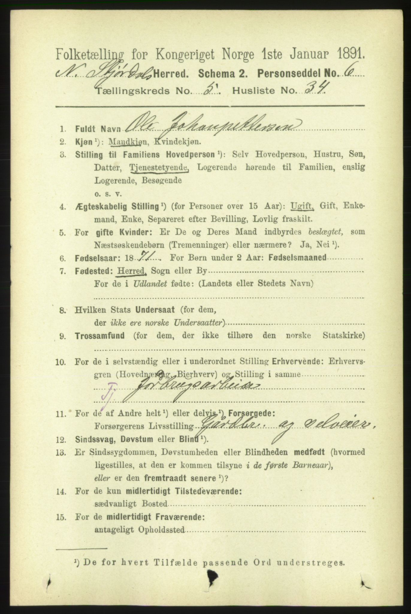 RA, 1891 census for 1714 Nedre Stjørdal, 1891, p. 2217