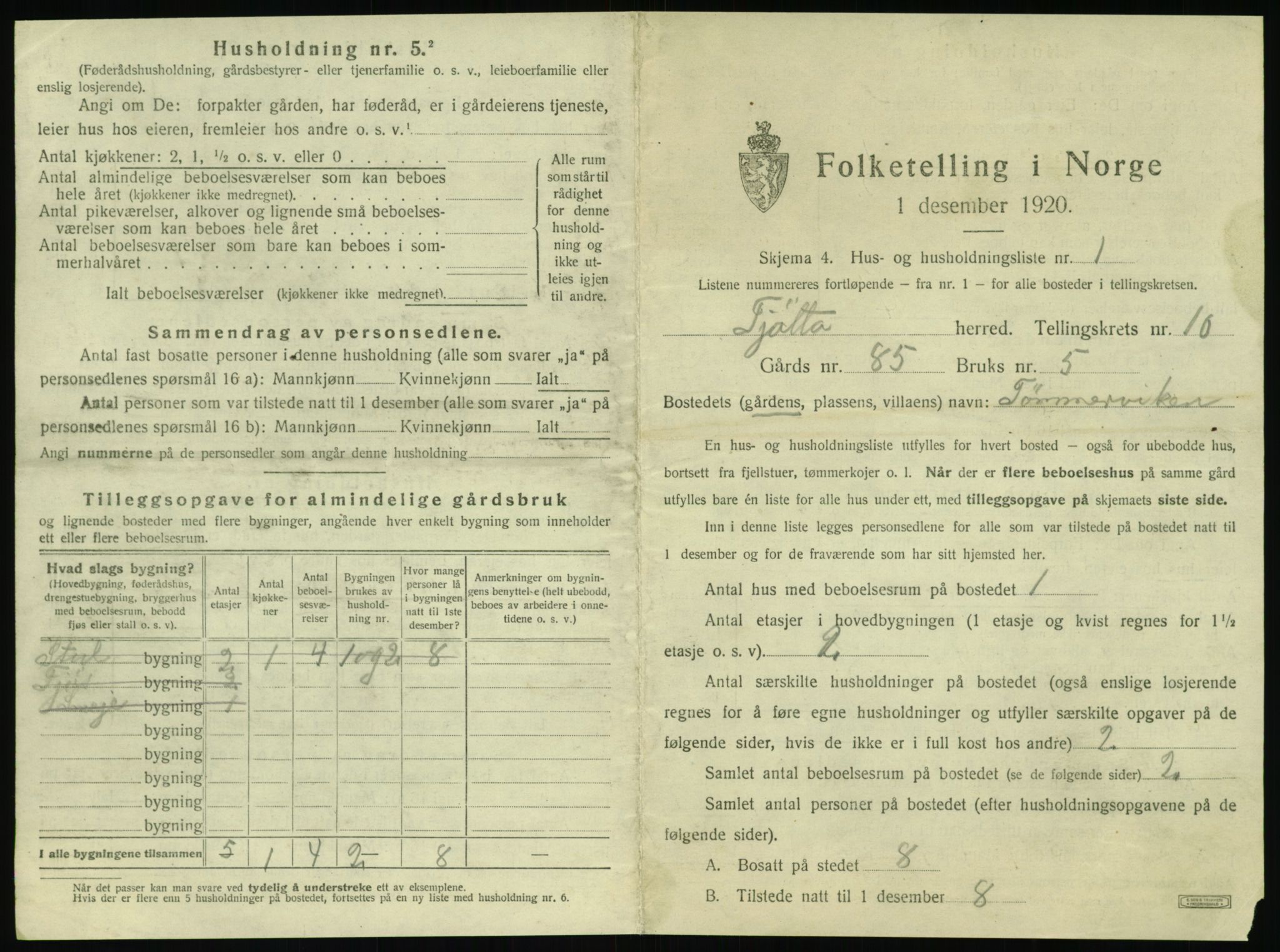 SAT, 1920 census for Tjøtta, 1920, p. 559