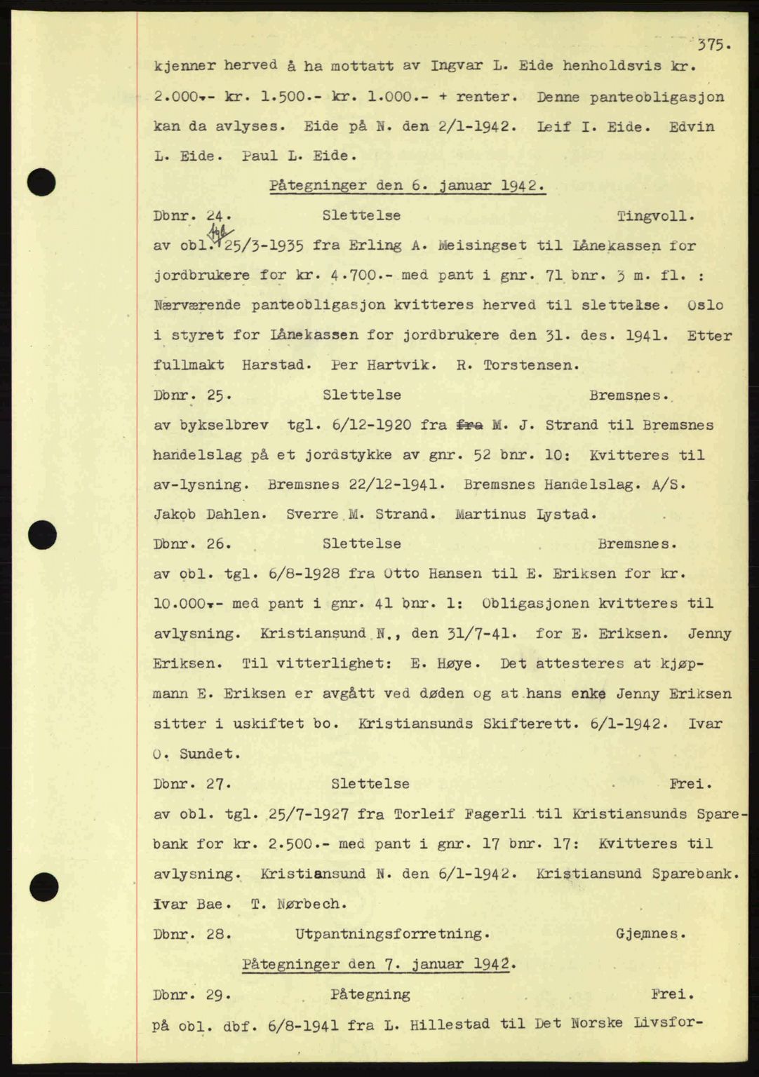 Nordmøre sorenskriveri, AV/SAT-A-4132/1/2/2Ca: Mortgage book no. C81, 1940-1945, Diary no: : 24/1942