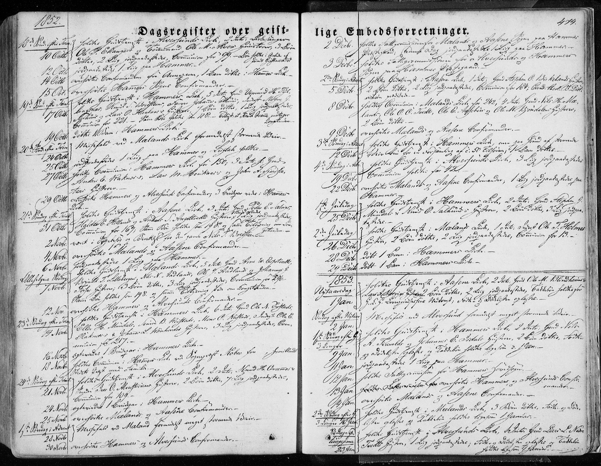 Hamre sokneprestembete, SAB/A-75501/H/Ha/Haa/Haaa/L0013: Parish register (official) no. A 13, 1846-1857, p. 474
