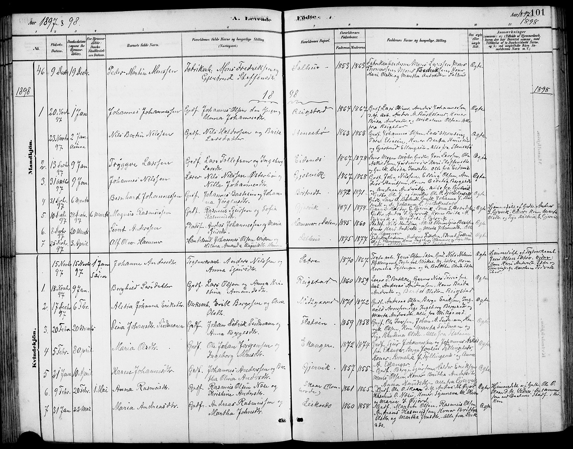 Hamre sokneprestembete, SAB/A-75501/H/Ha/Hab: Parish register (copy) no. B 3, 1881-1898, p. 101