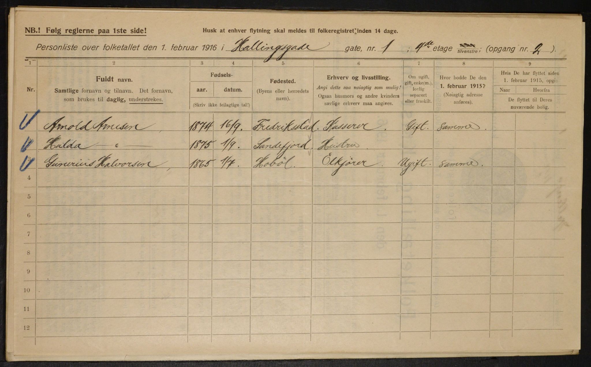 OBA, Municipal Census 1916 for Kristiania, 1916, p. 34586