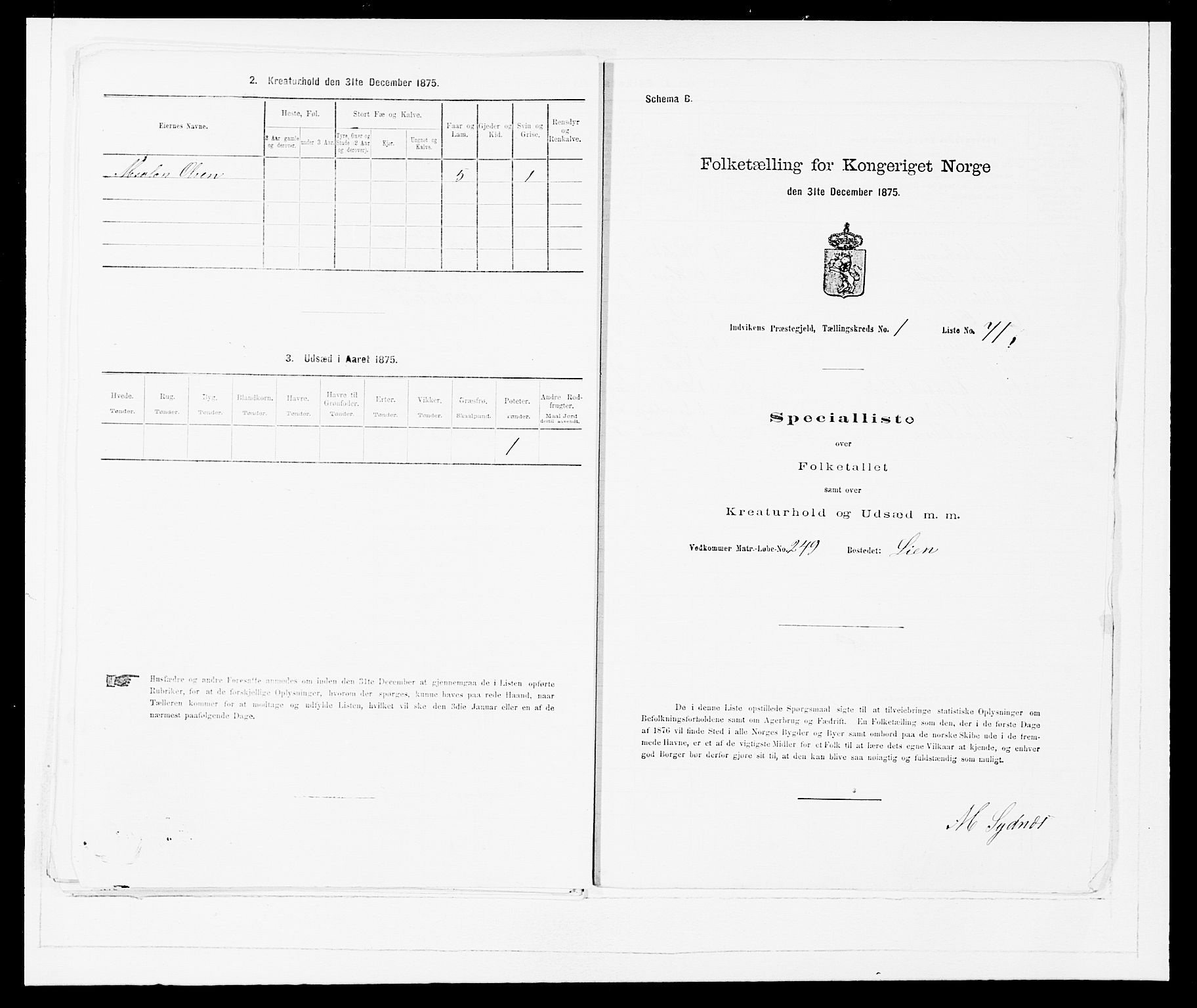 SAB, 1875 Census for 1447P Innvik, 1875, p. 161