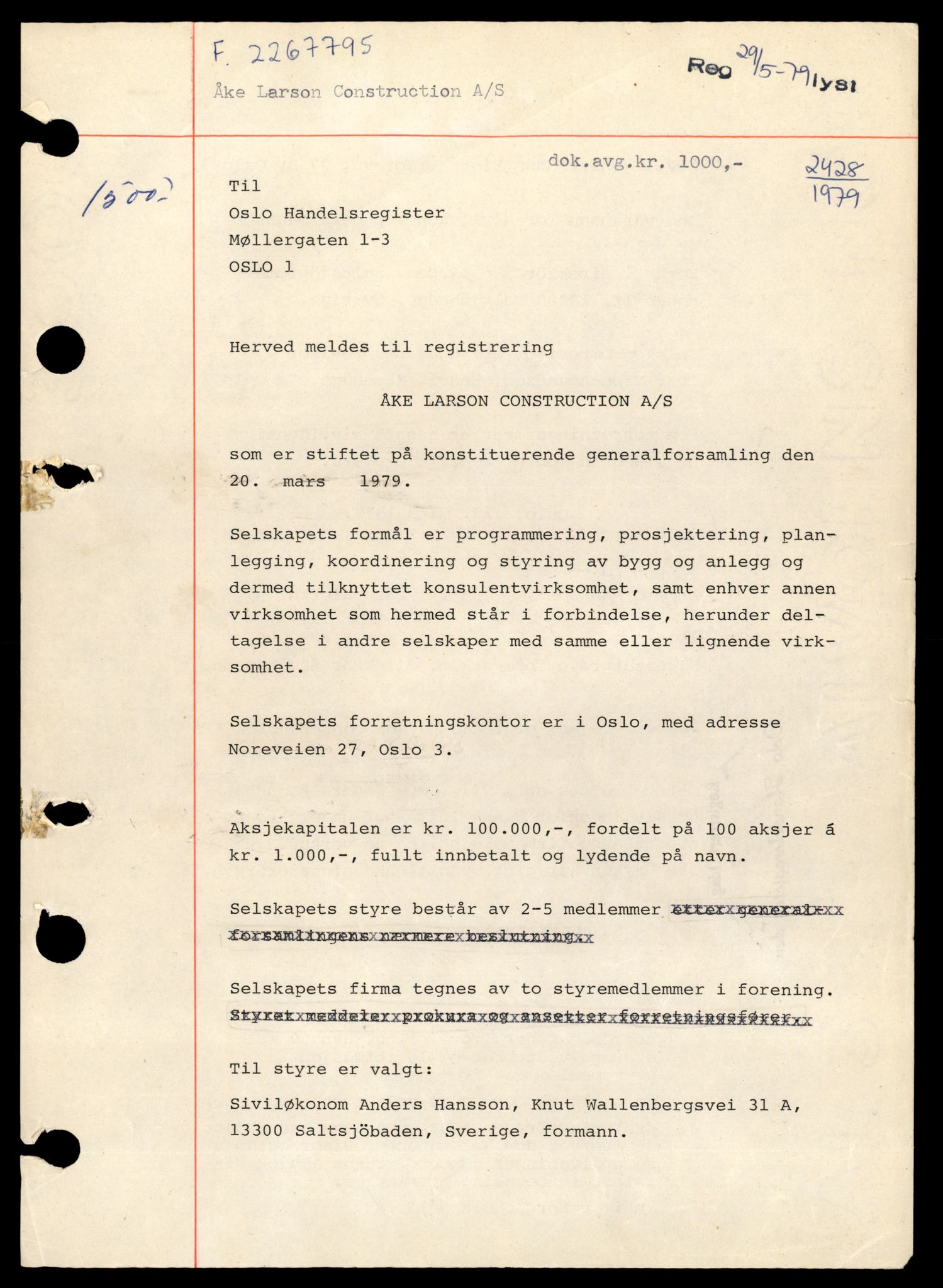 Oslo byfogd, Handelsregisteret, SAT/A-10867/G/Gb/Gbb/L0055: Registreringsmeldinger, A-Bu, 1983, p. 1