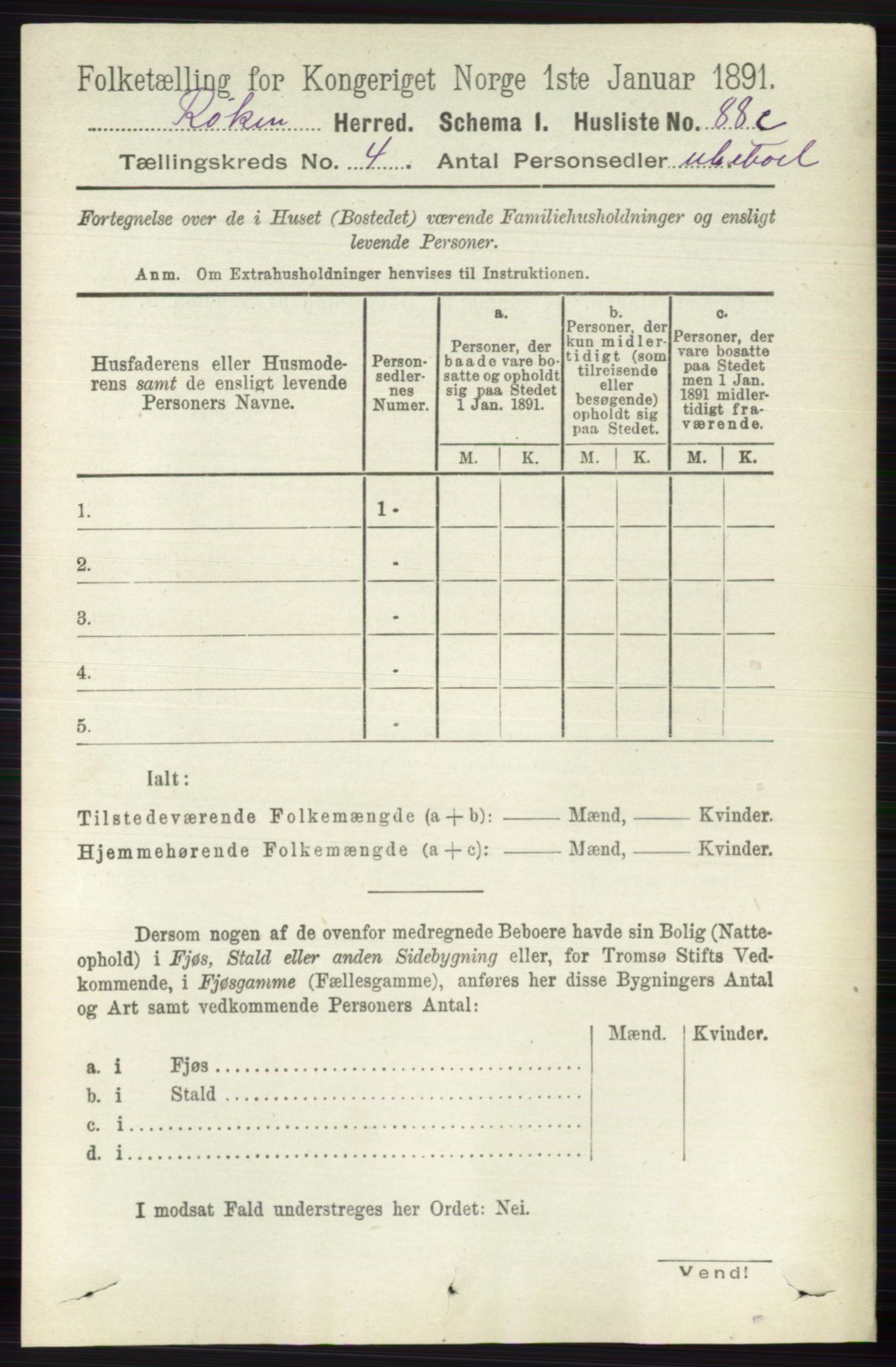 RA, 1891 census for 0627 Røyken, 1891, p. 1823