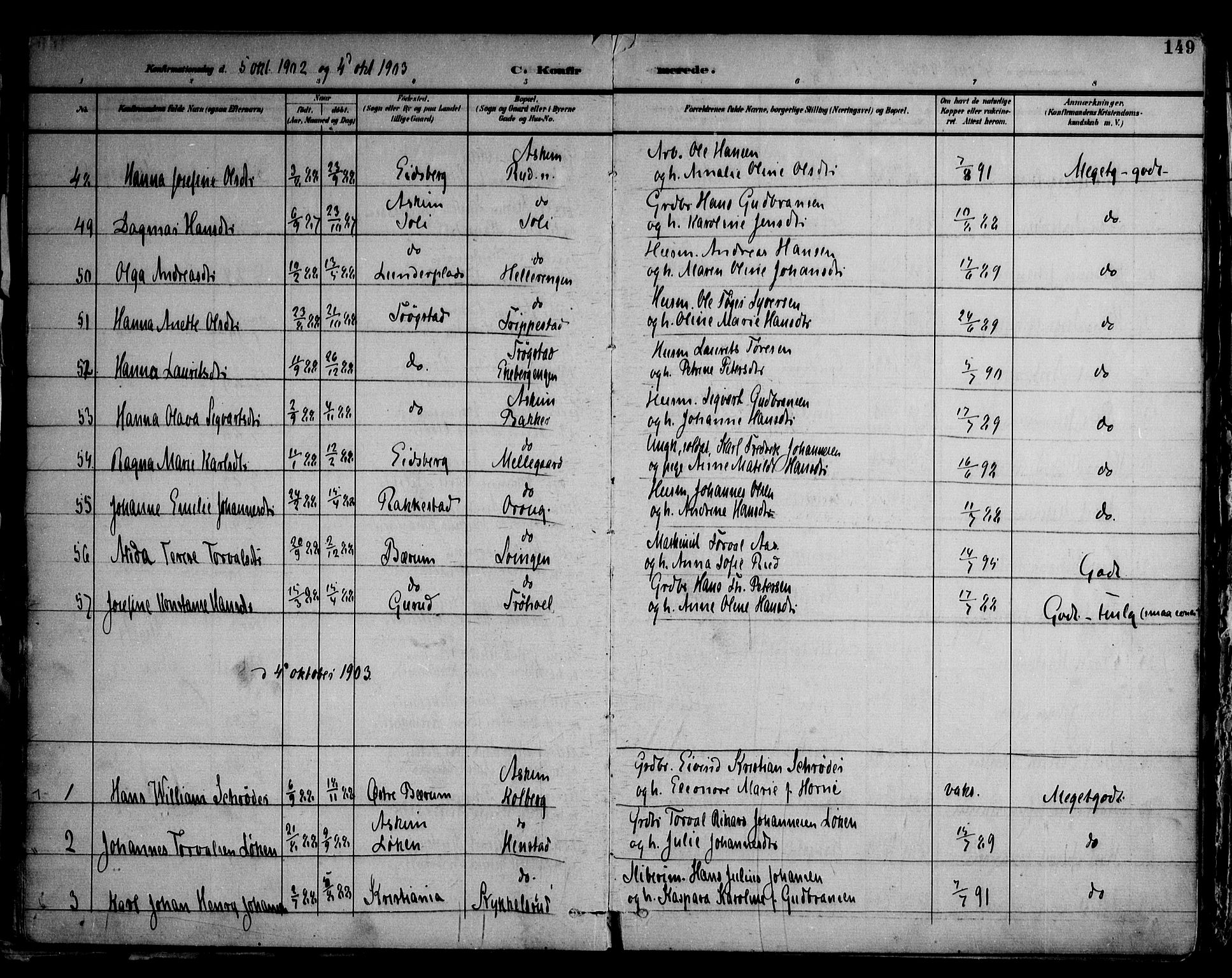 Askim prestekontor Kirkebøker, AV/SAO-A-10900/F/Fa/L0008: Parish register (official) no. 8, 1898-1912, p. 149