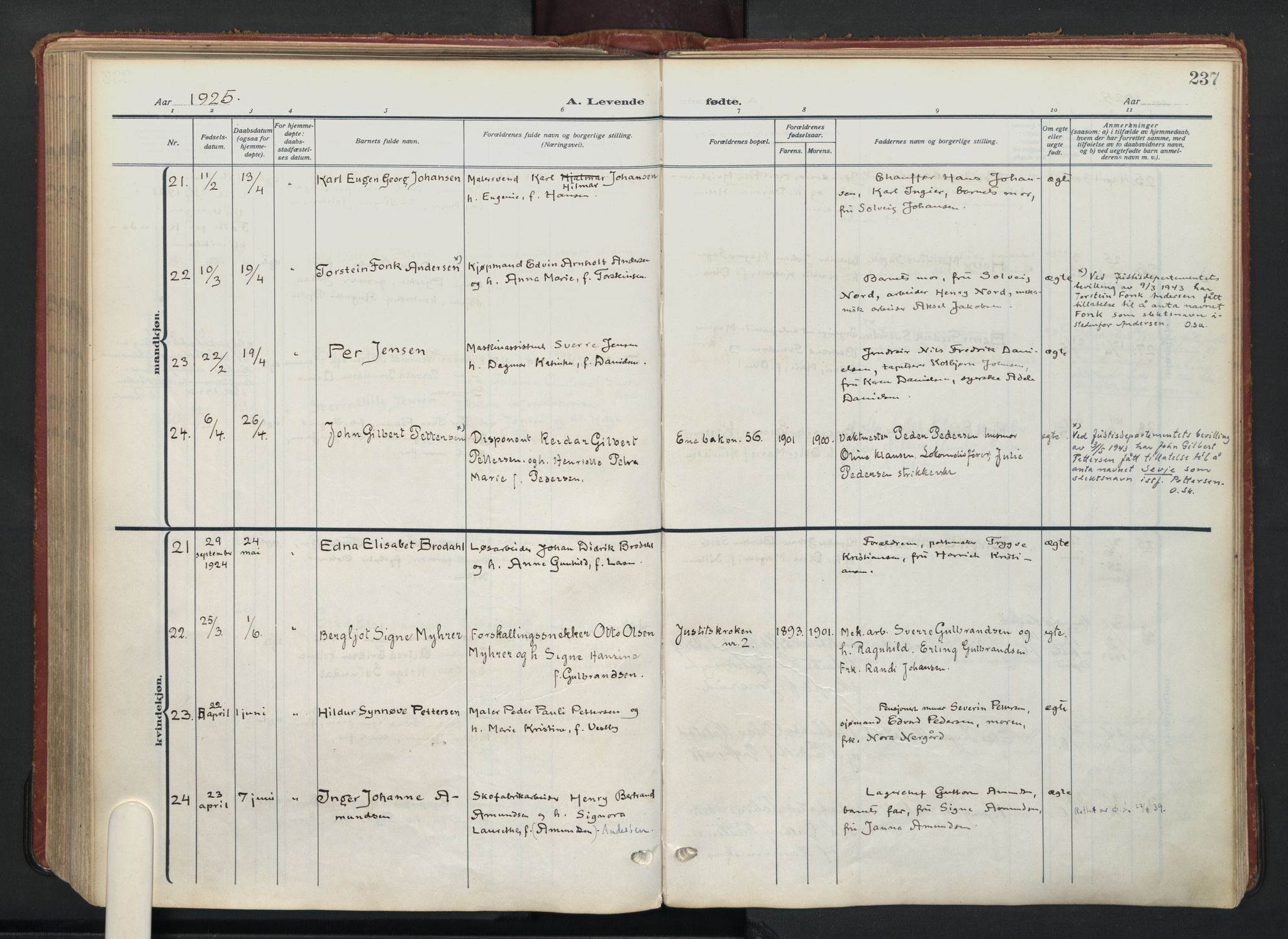 Vålerengen prestekontor Kirkebøker, AV/SAO-A-10878/F/Fa/L0004: Parish register (official) no. 4, 1915-1929, p. 237