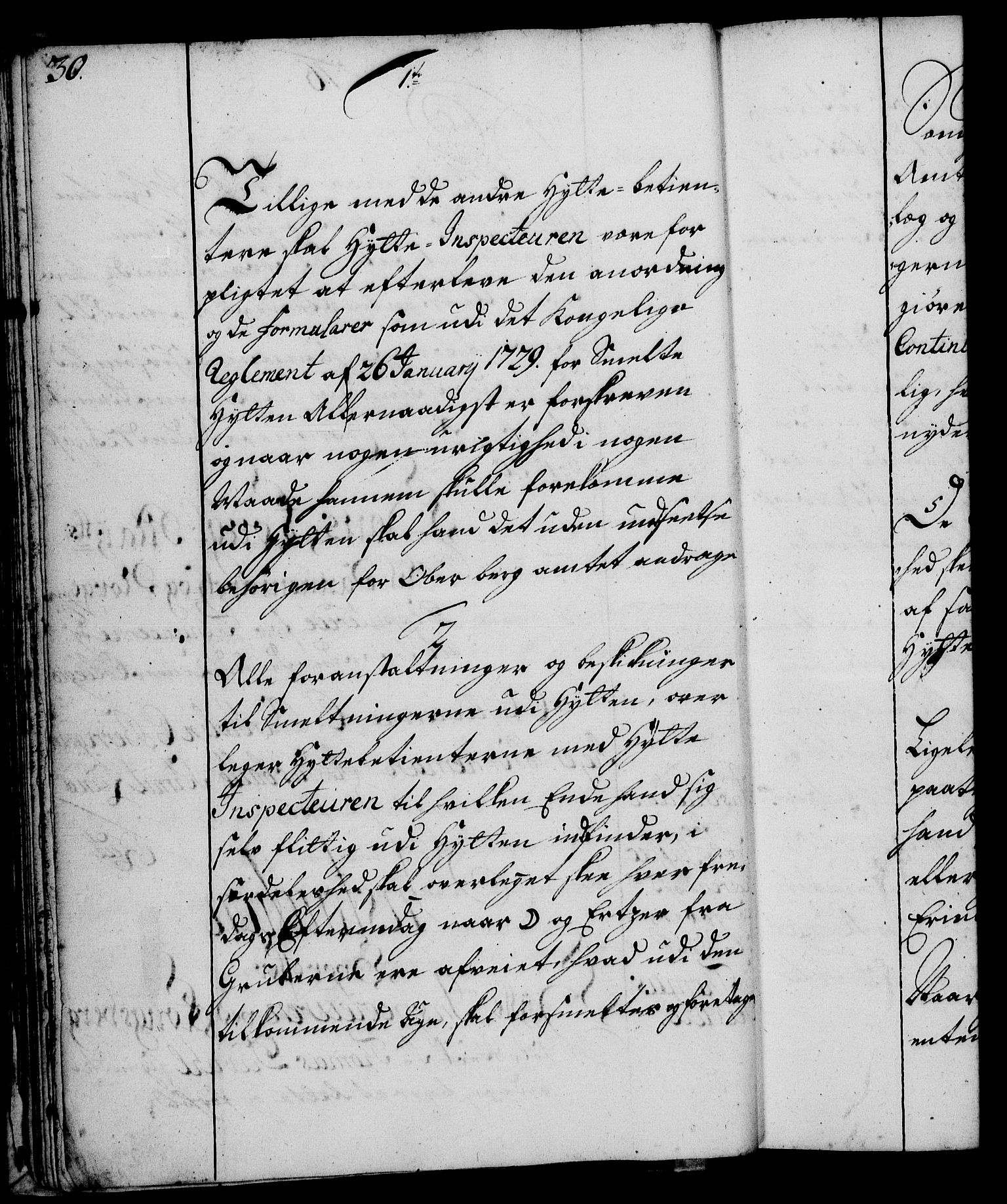 Rentekammeret, Kammerkanselliet, RA/EA-3111/G/Gg/Ggi/L0002: Norsk instruksjonsprotokoll med register (merket RK 53.35), 1729-1751, p. 30