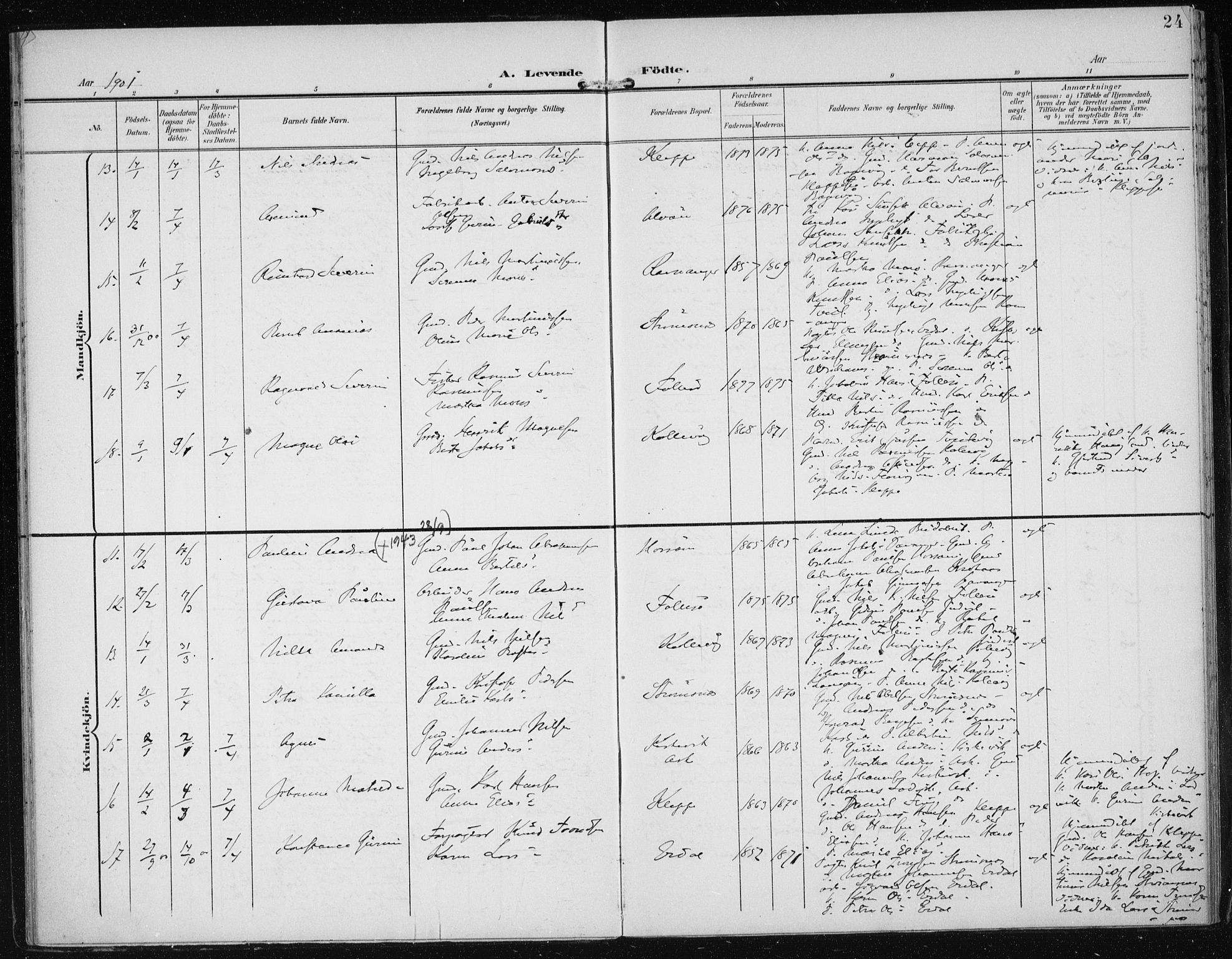 Askøy Sokneprestembete, AV/SAB-A-74101/H/Ha/Haa/Haac/L0001: Parish register (official) no. C 1, 1899-1905, p. 24