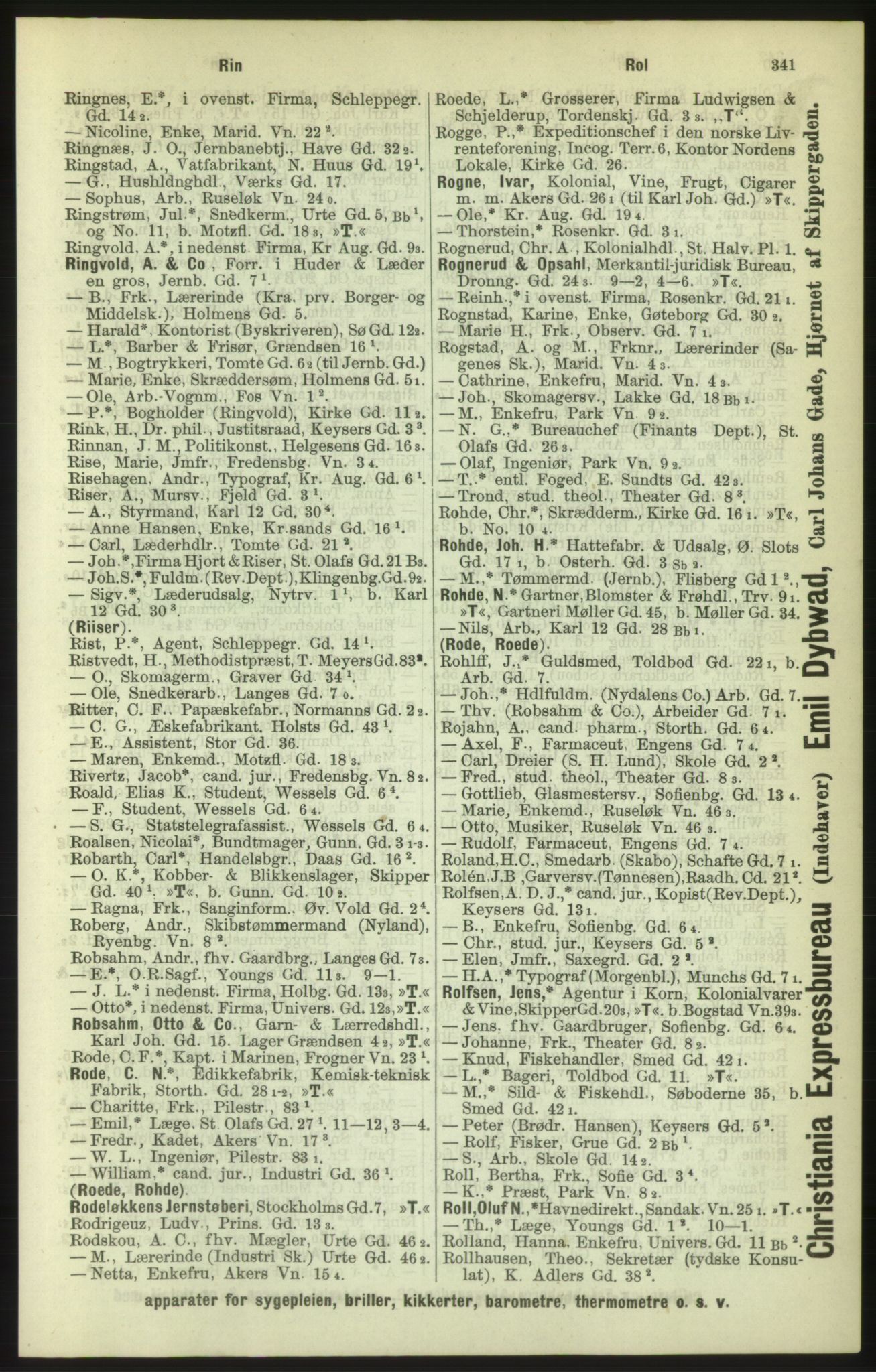 Kristiania/Oslo adressebok, PUBL/-, 1886, p. 341