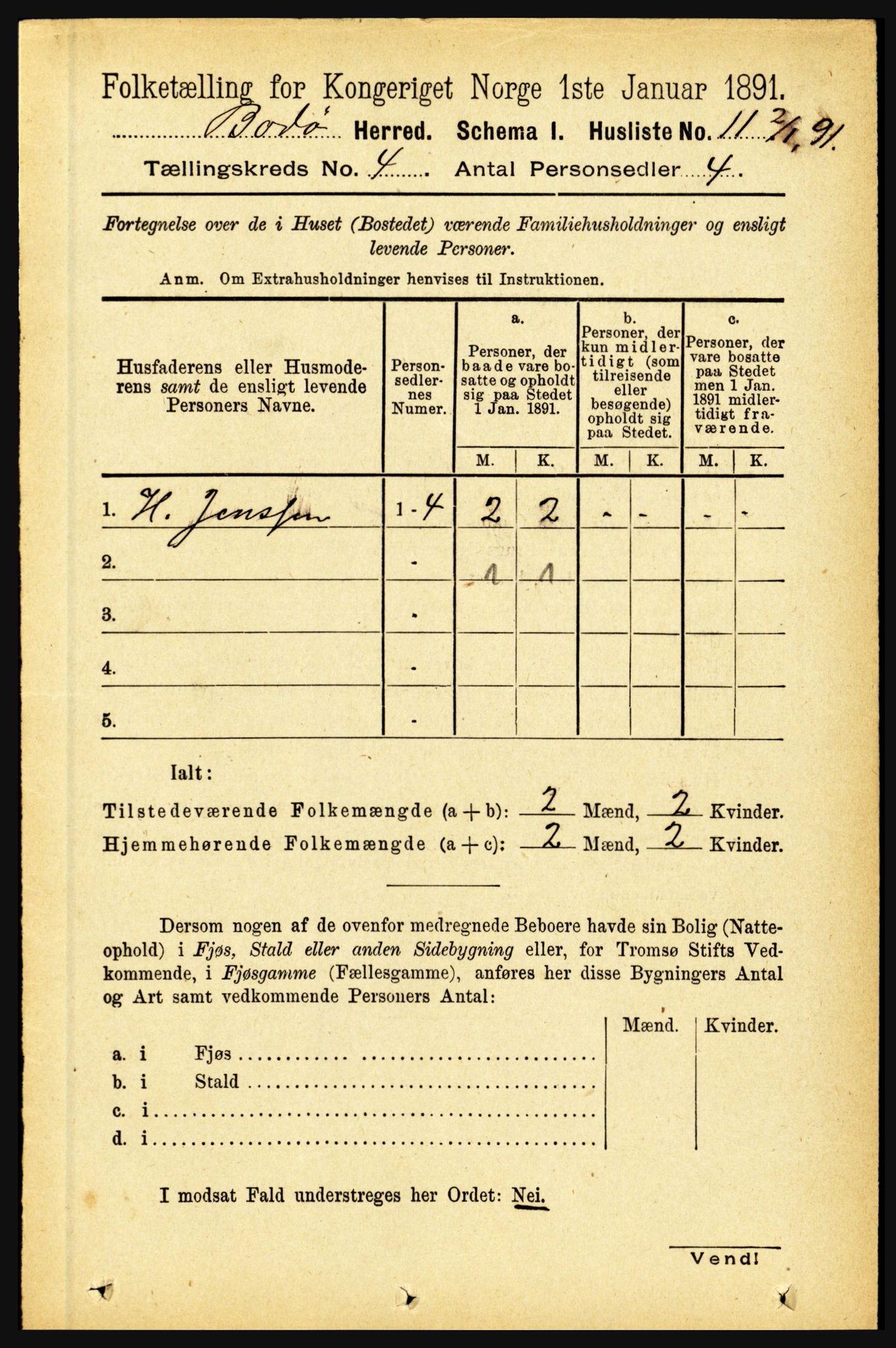 RA, 1891 census for 1843 Bodø, 1891, p. 2132