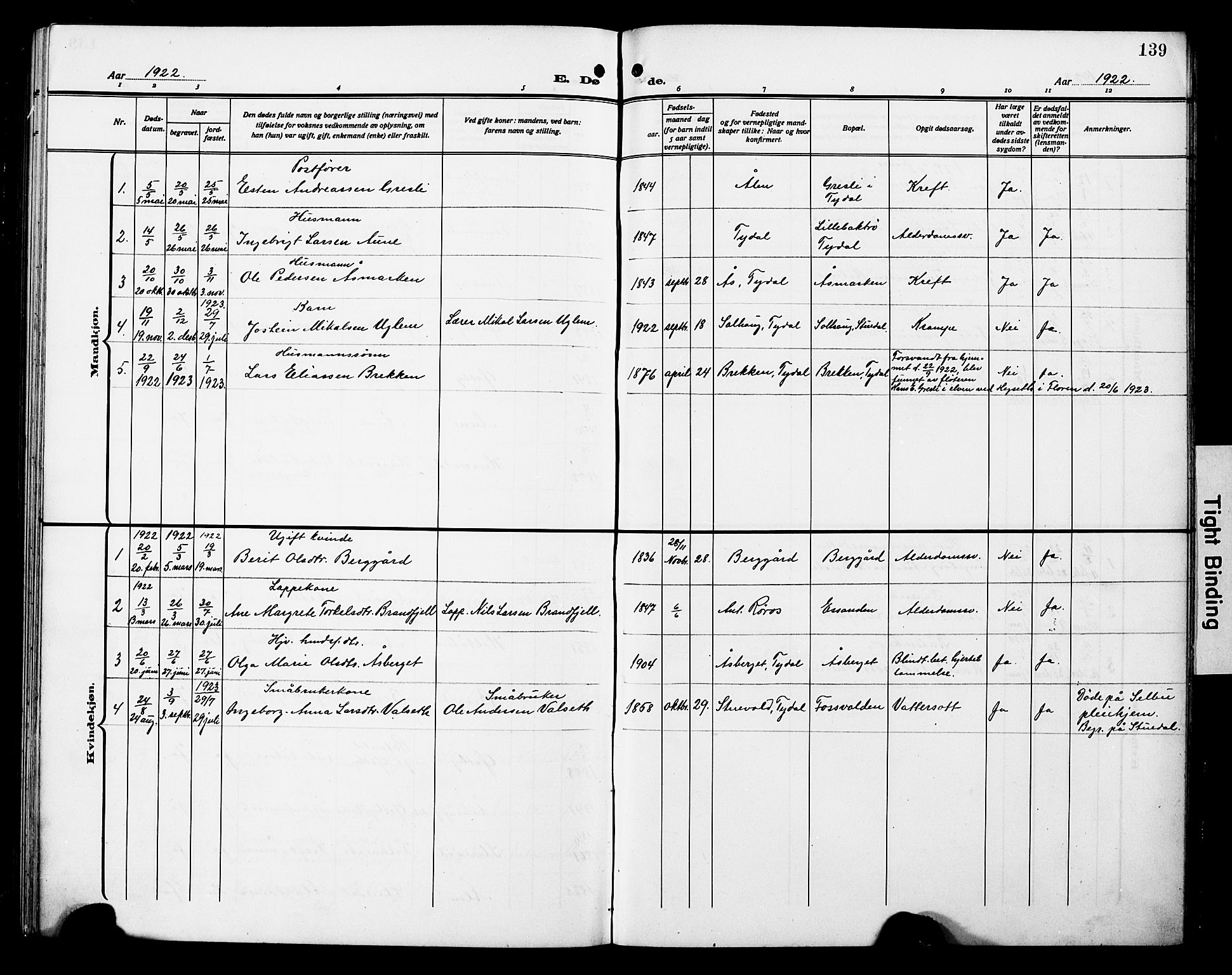 Ministerialprotokoller, klokkerbøker og fødselsregistre - Sør-Trøndelag, AV/SAT-A-1456/698/L1168: Parish register (copy) no. 698C05, 1908-1930, p. 139