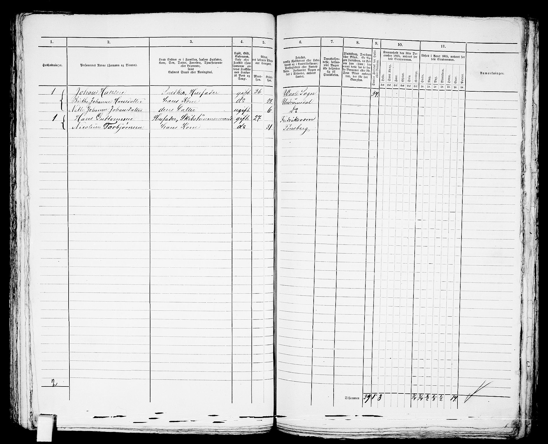 RA, 1865 census for Tønsberg, 1865, p. 533