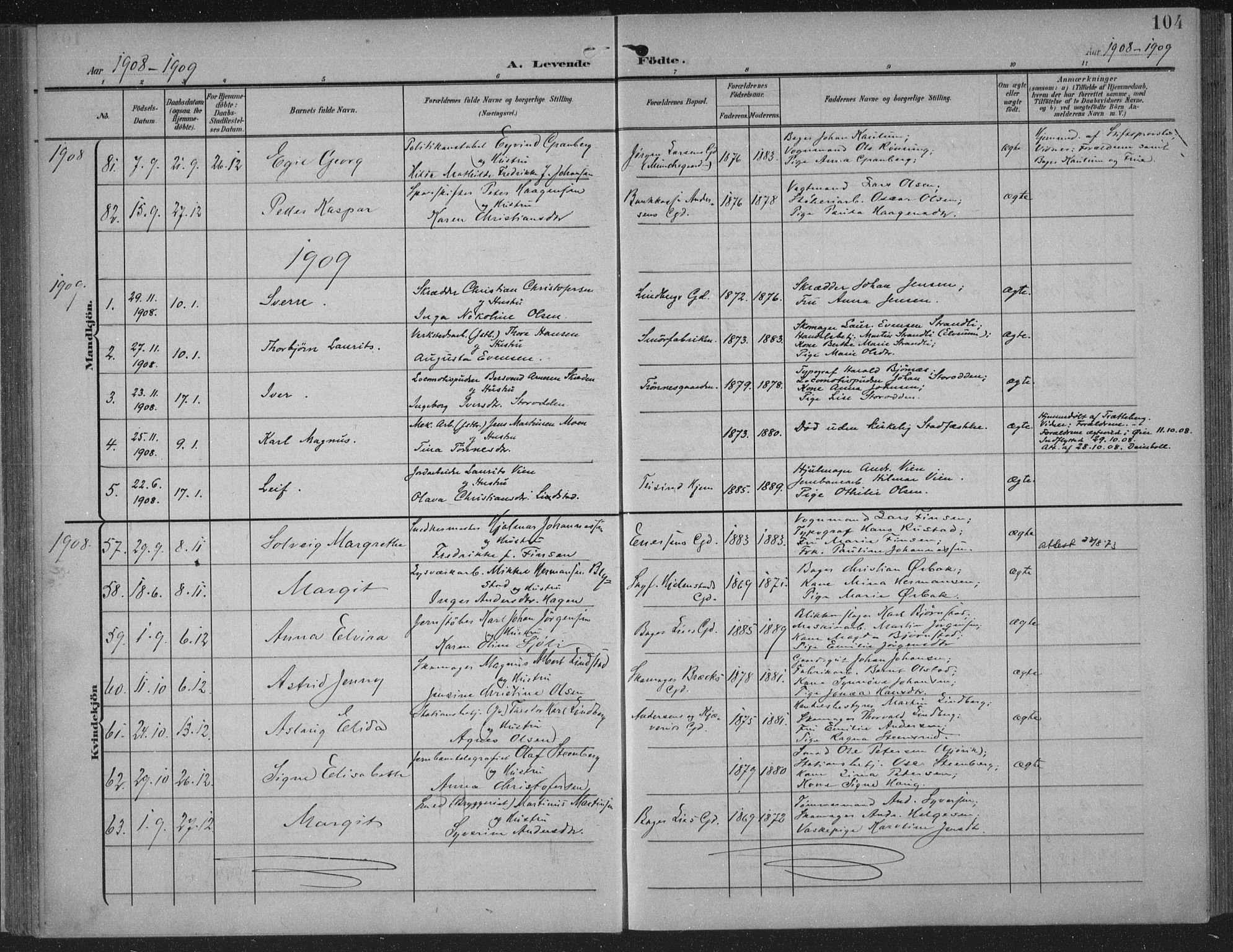 Hamar prestekontor, AV/SAH-DOMPH-002/H/Ha/Haa/L0001: Parish register (official) no. 1, 1900-1914, p. 104