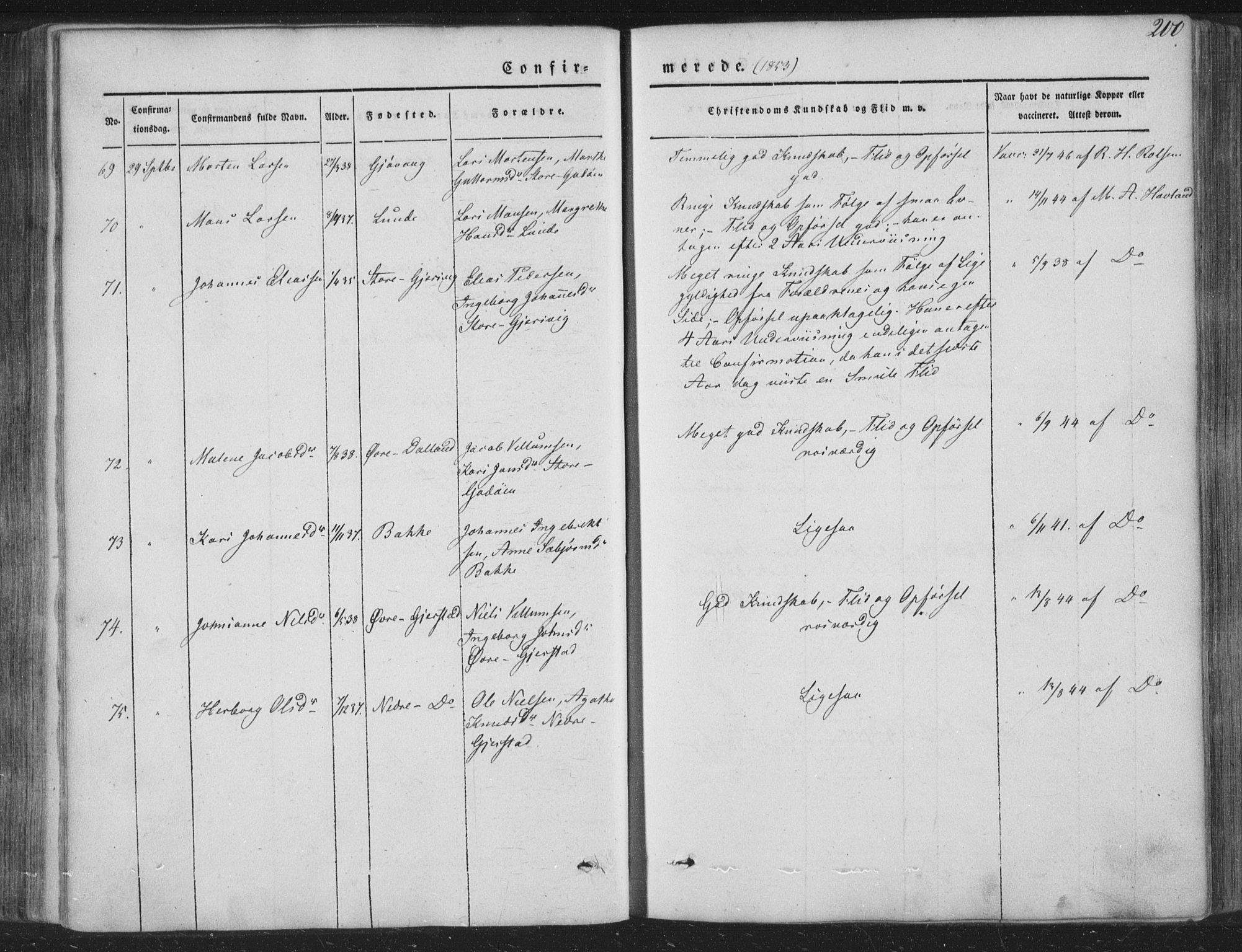 Tysnes sokneprestembete, AV/SAB-A-78601/H/Haa: Parish register (official) no. A 10, 1848-1859, p. 200