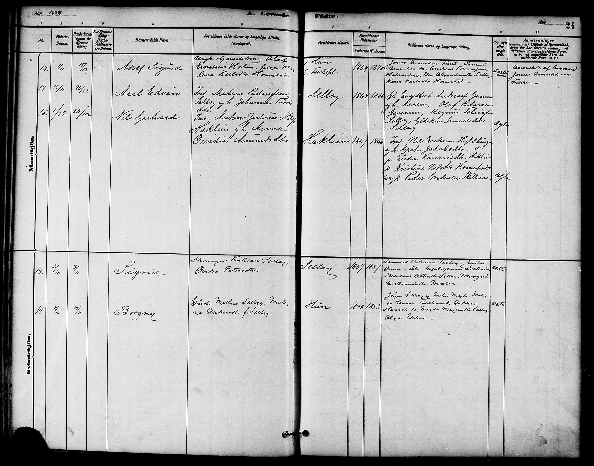 Ministerialprotokoller, klokkerbøker og fødselsregistre - Nord-Trøndelag, AV/SAT-A-1458/766/L0563: Parish register (official) no. 767A01, 1881-1899, p. 24