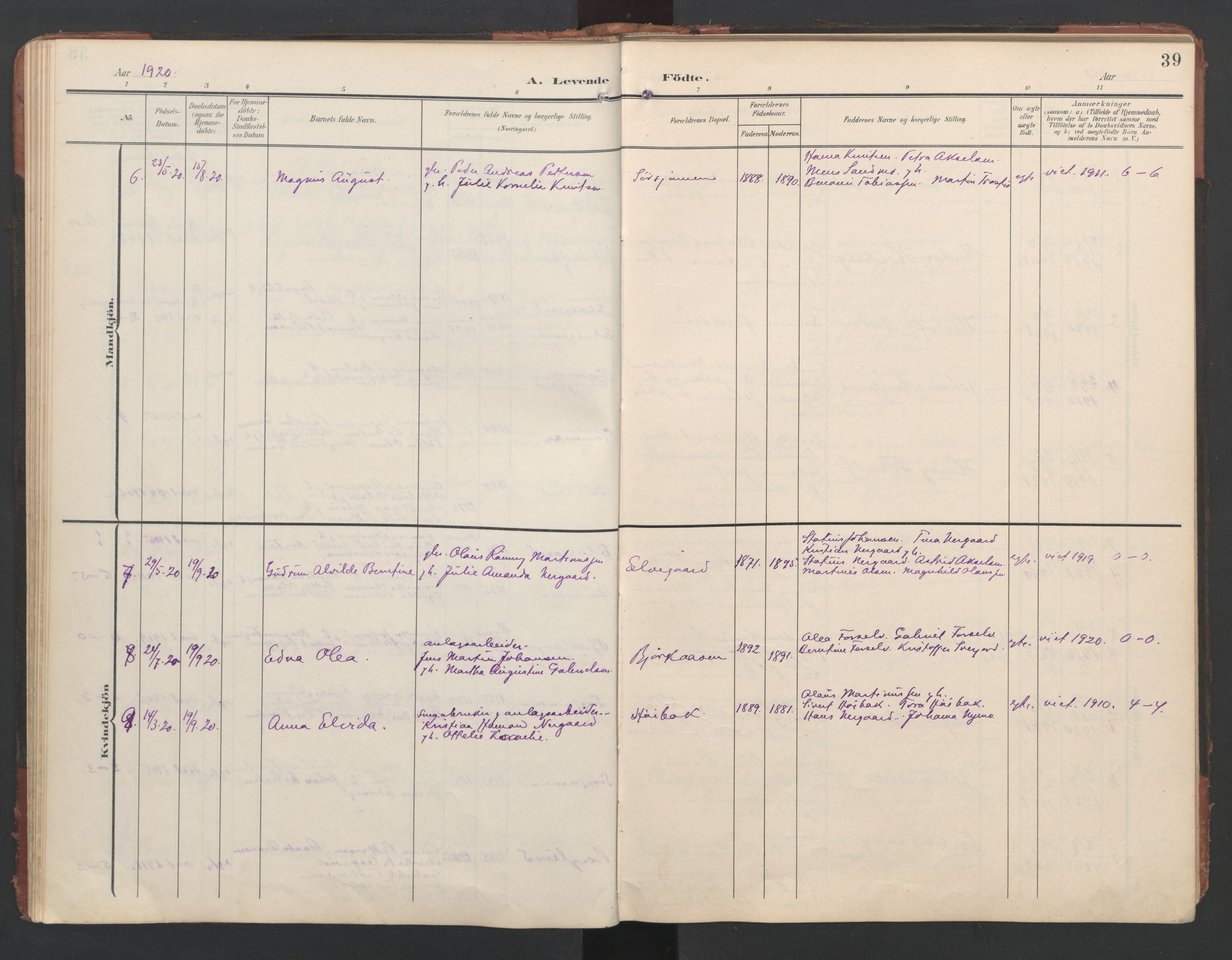 Ministerialprotokoller, klokkerbøker og fødselsregistre - Nordland, AV/SAT-A-1459/867/L0966: Parish register (copy) no. 867C01, 1904-1952, p. 39