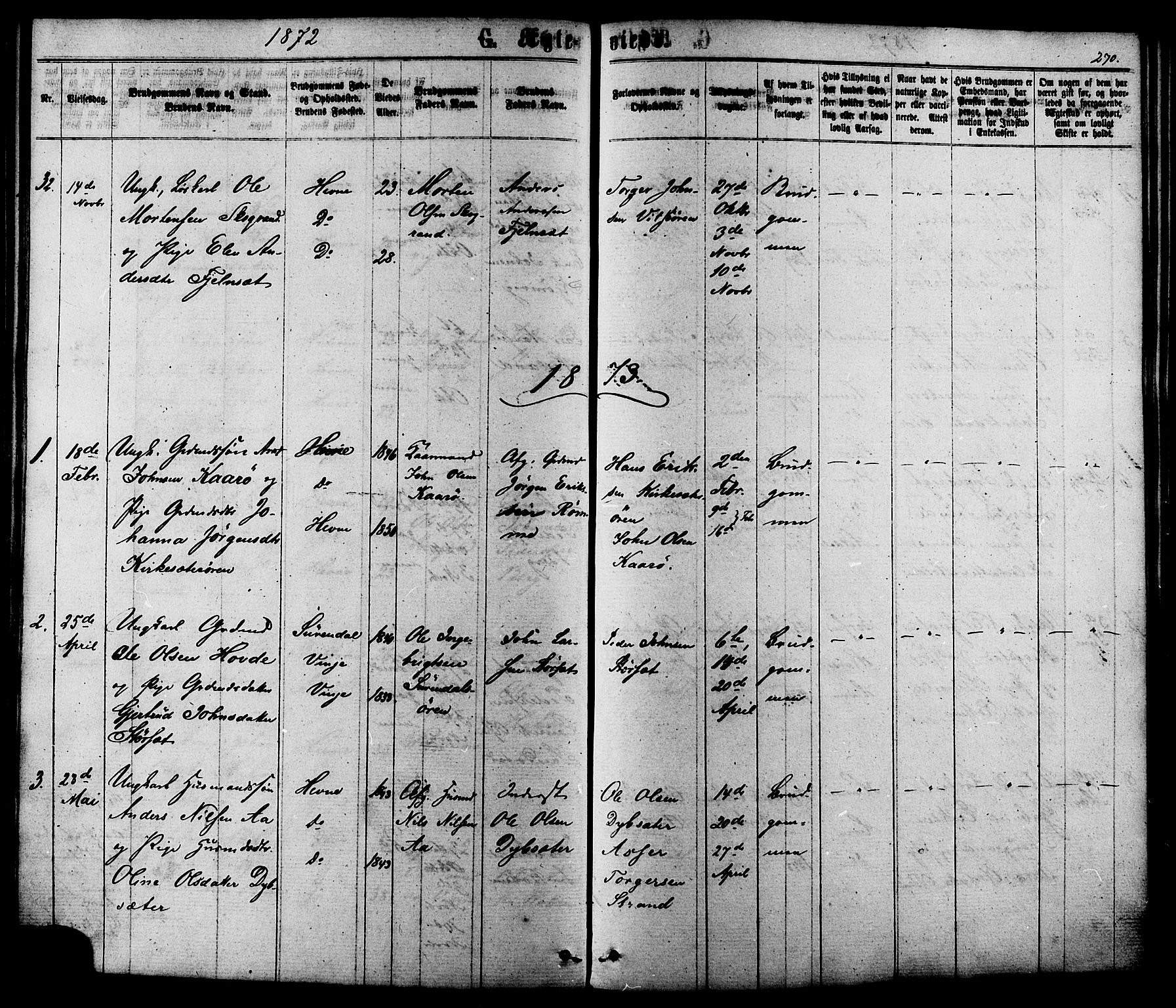 Ministerialprotokoller, klokkerbøker og fødselsregistre - Sør-Trøndelag, SAT/A-1456/630/L0495: Parish register (official) no. 630A08, 1868-1878, p. 270