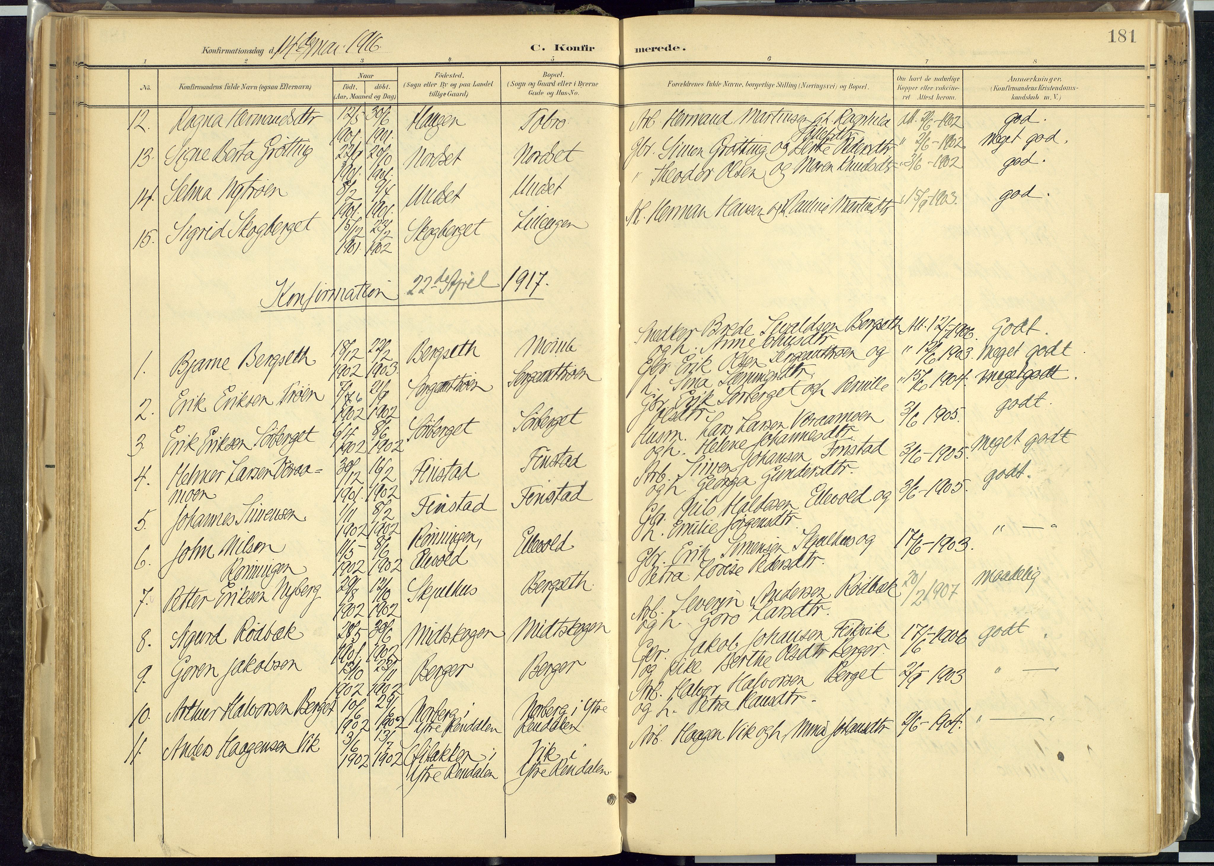 Rendalen prestekontor, SAH/PREST-054/H/Ha/Haa/L0012: Parish register (official) no. 12, 1901-1928, p. 181