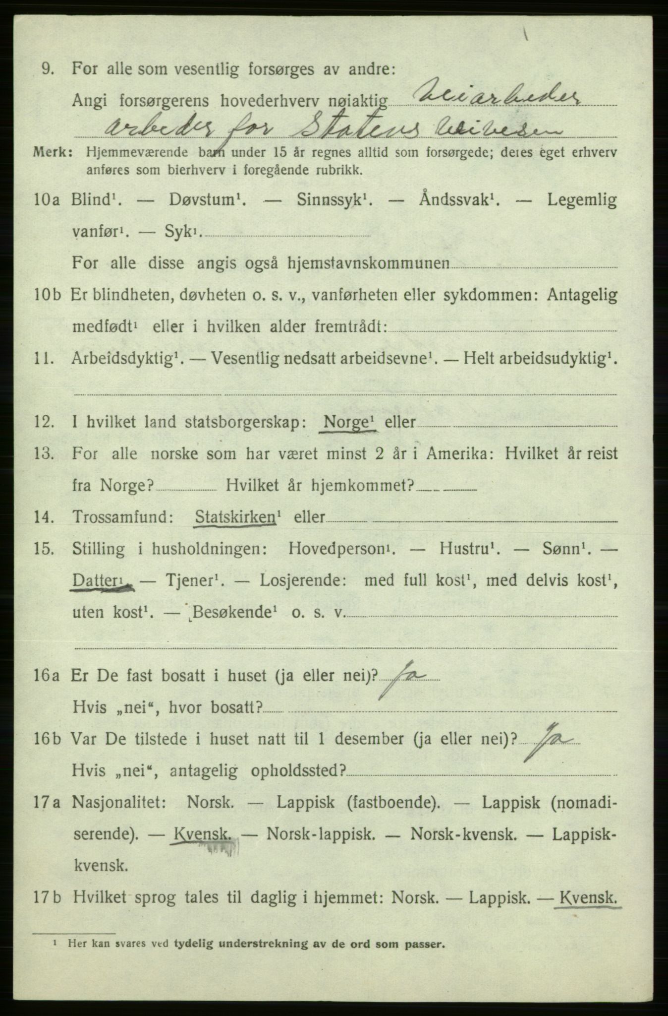 SATØ, 1920 census for Kistrand, 1920, p. 4143