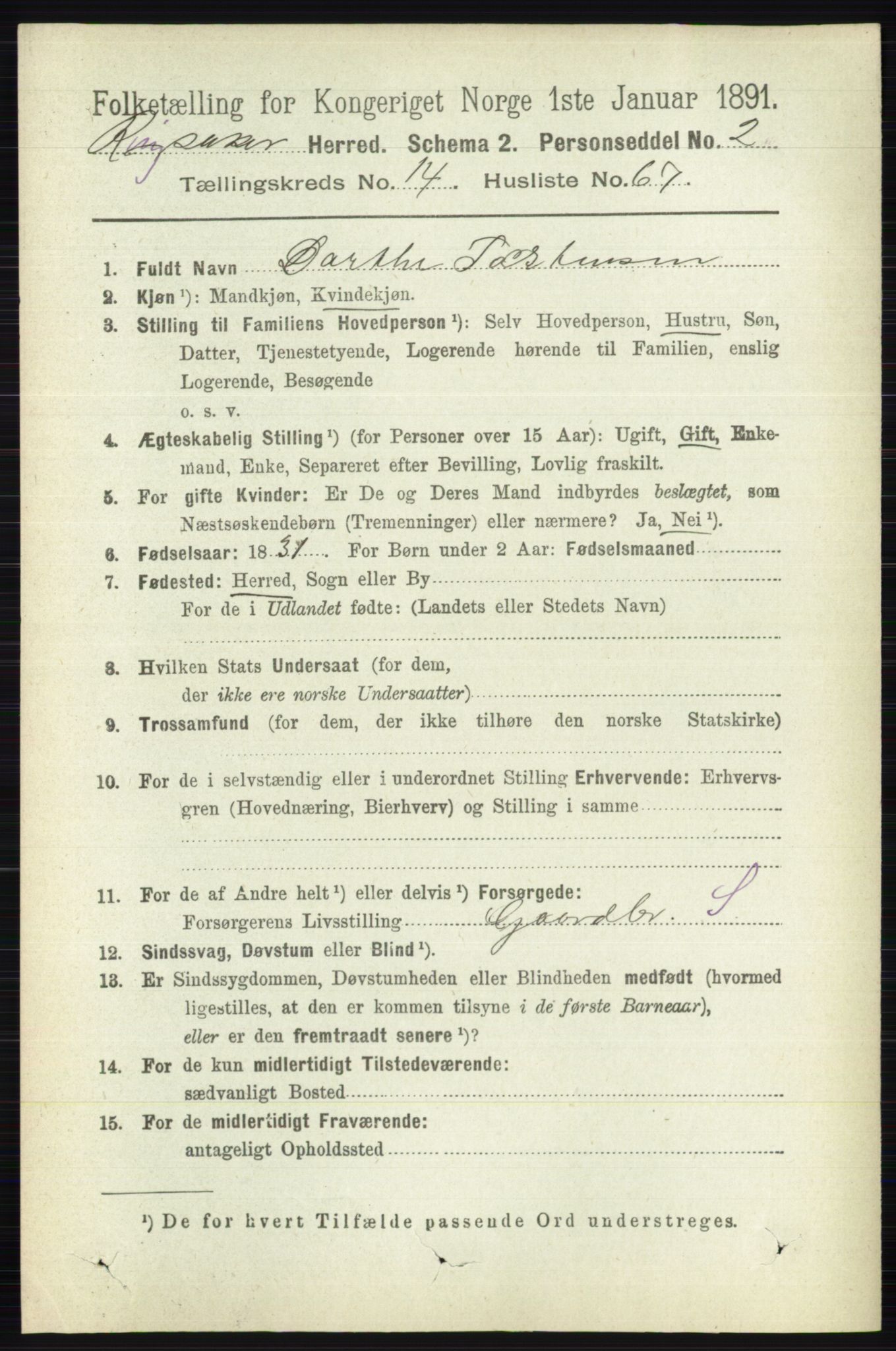 RA, 1891 census for 0412 Ringsaker, 1891, p. 8226