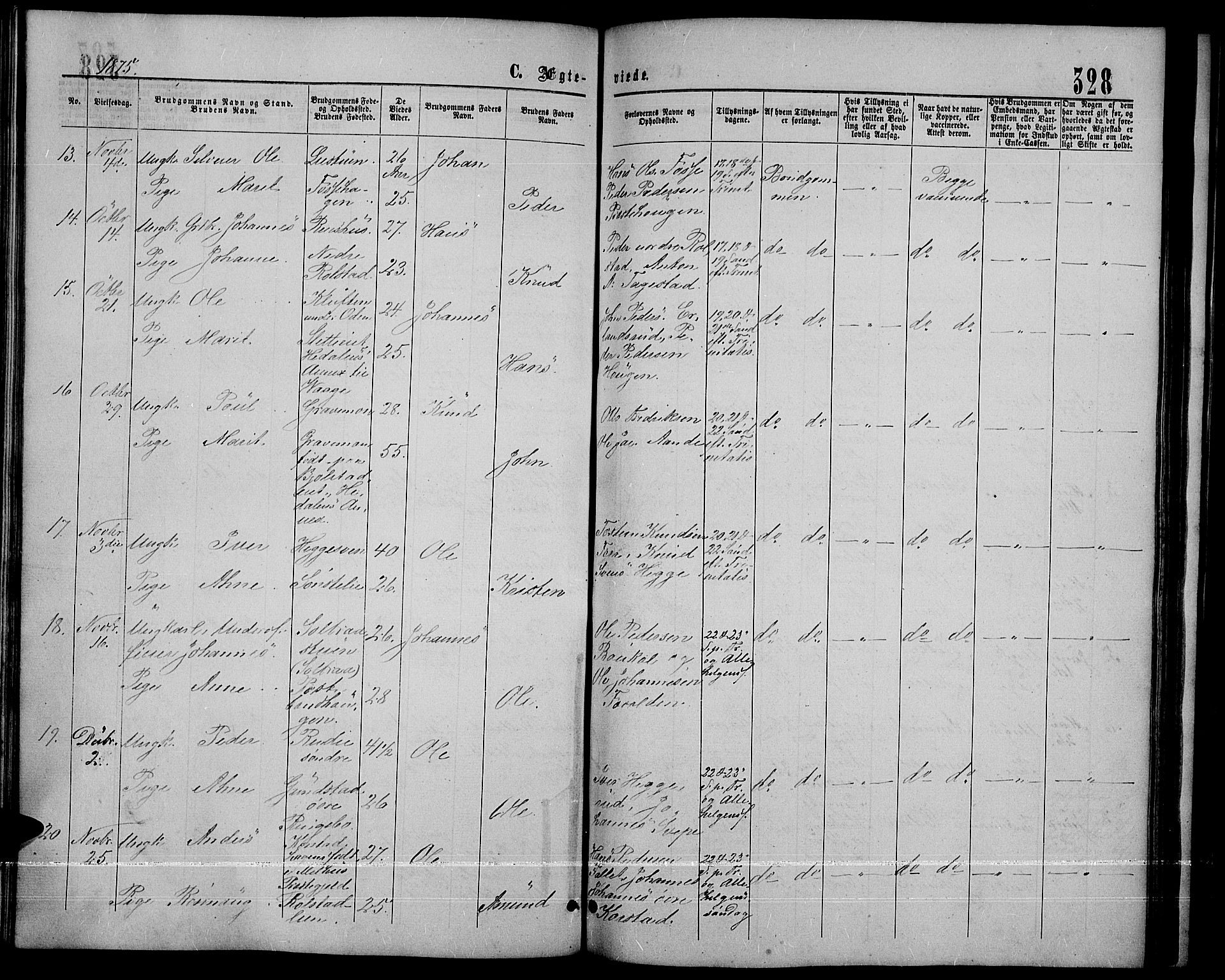Sør-Fron prestekontor, SAH/PREST-010/H/Ha/Hab/L0002: Parish register (copy) no. 2, 1864-1883, p. 328