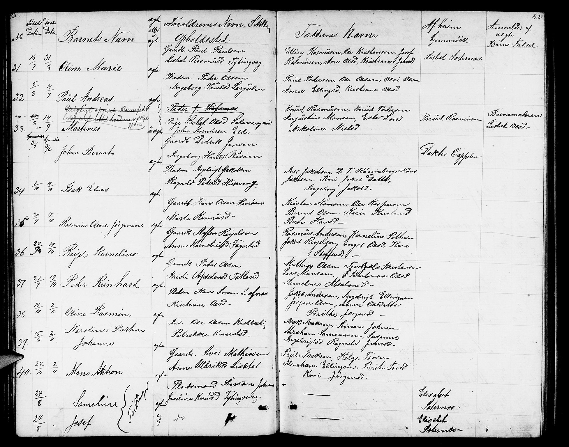Davik sokneprestembete, SAB/A-79701/H/Hab/Habc/L0001: Parish register (copy) no. C 1, 1866-1888, p. 42