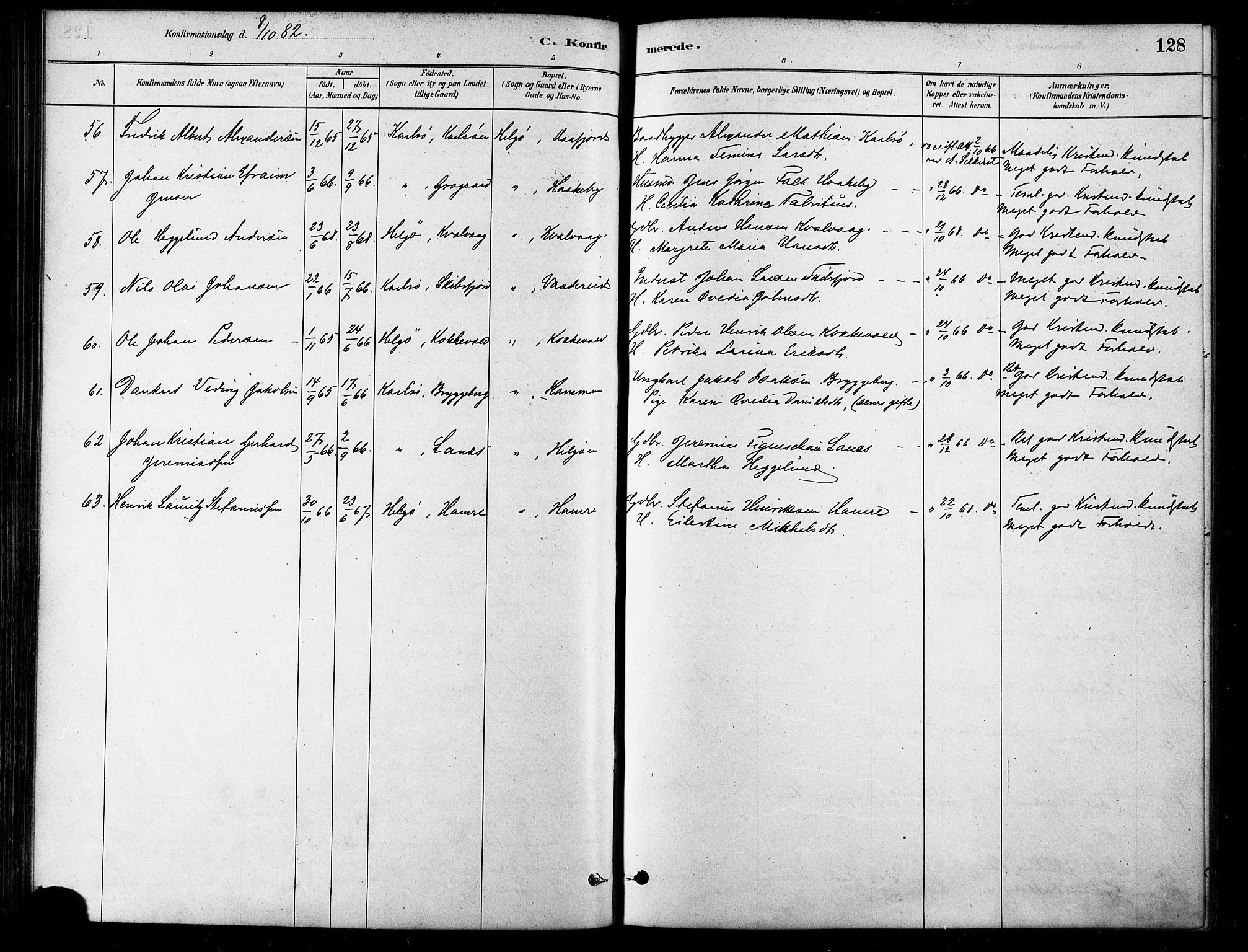Karlsøy sokneprestembete, SATØ/S-1299/H/Ha/Haa/L0006kirke: Parish register (official) no. 6, 1879-1890, p. 128