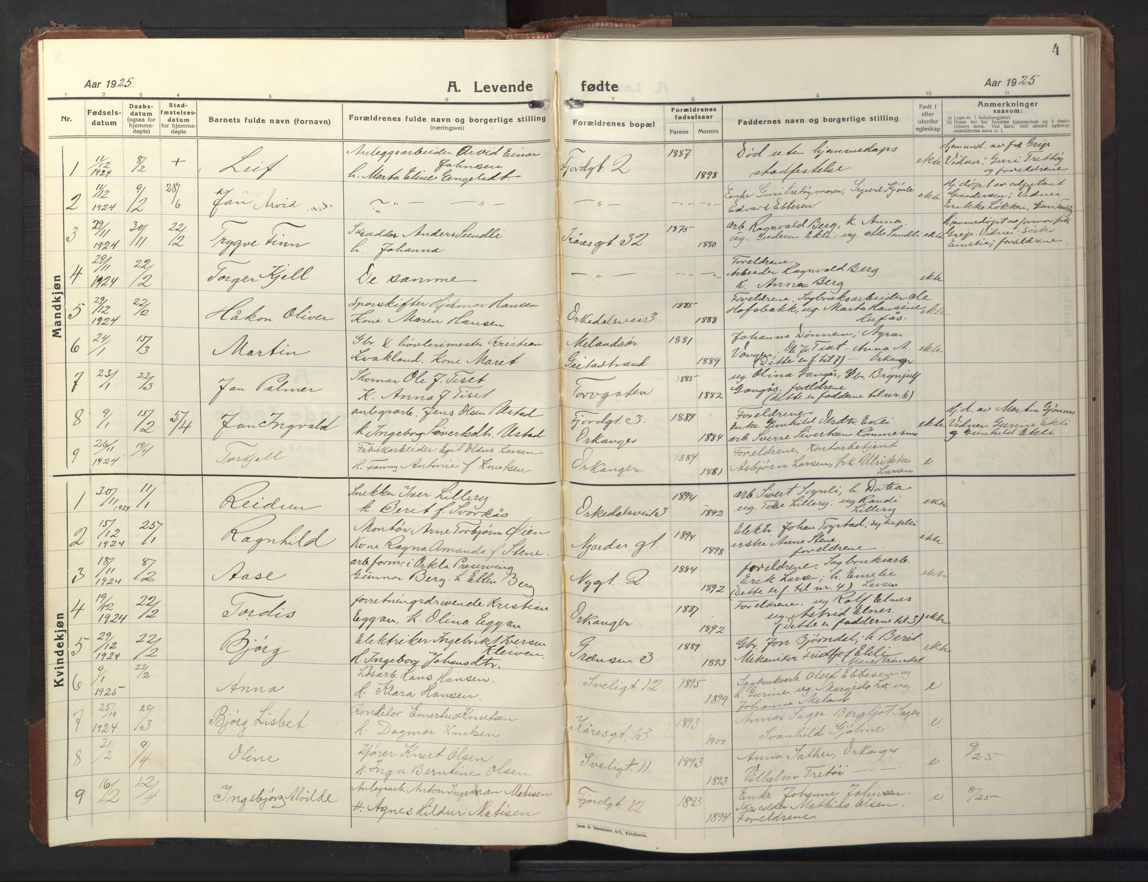 Ministerialprotokoller, klokkerbøker og fødselsregistre - Sør-Trøndelag, SAT/A-1456/669/L0832: Parish register (copy) no. 669C02, 1925-1953, p. 4