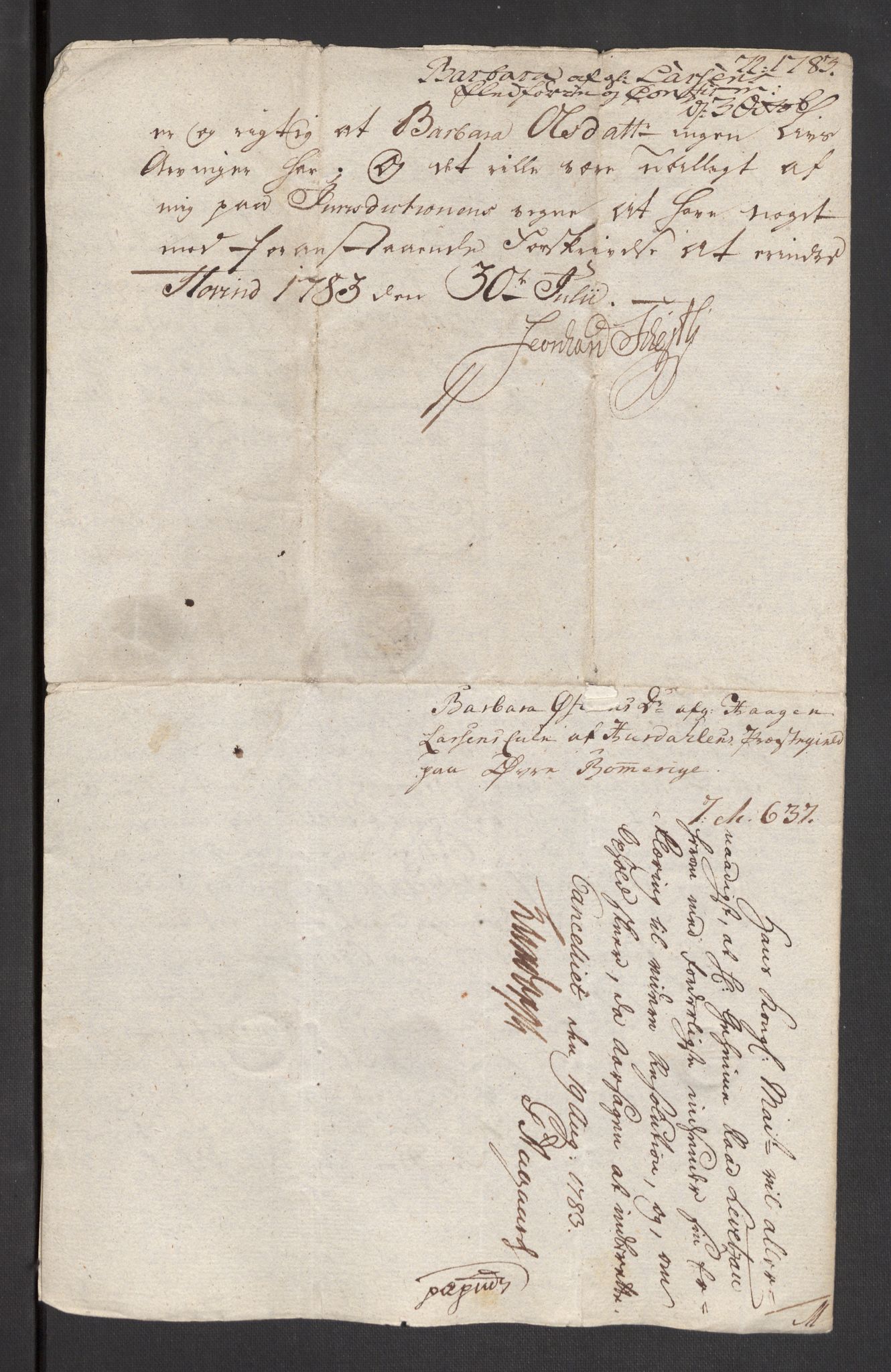 Danske Kanselli 1572-1799, AV/RA-EA-3023/F/Fc/Fcc/Fcca/L0248: Norske innlegg 1572-1799, 1783, p. 24