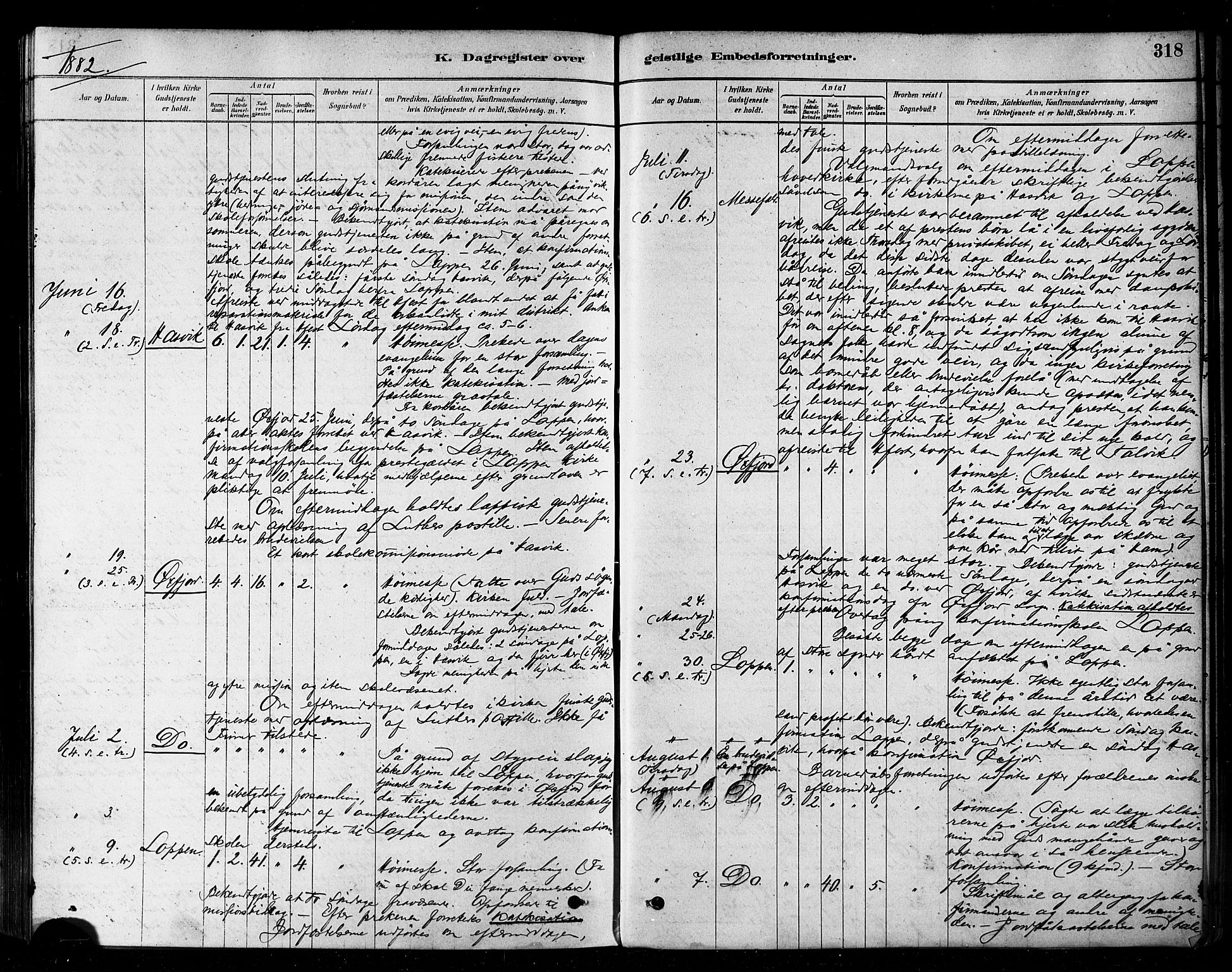 Loppa sokneprestkontor, SATØ/S-1339/H/Ha/L0006kirke: Parish register (official) no. 6, 1879-1895, p. 318