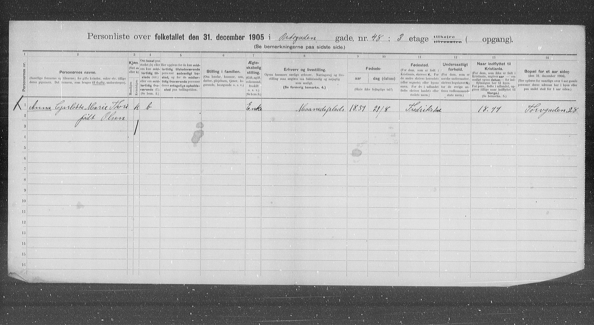 OBA, Municipal Census 1905 for Kristiania, 1905, p. 63775