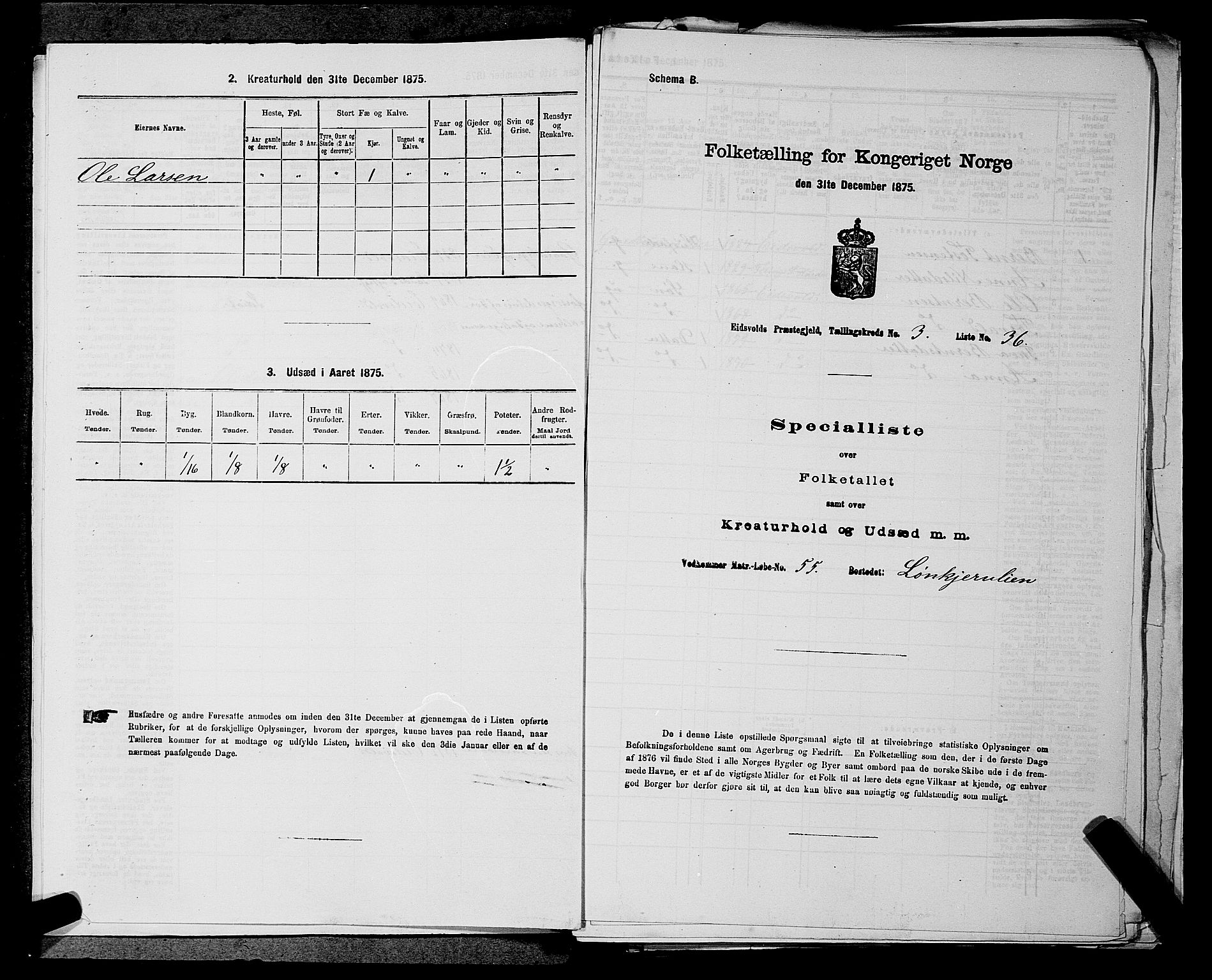RA, 1875 census for 0237P Eidsvoll, 1875, p. 442