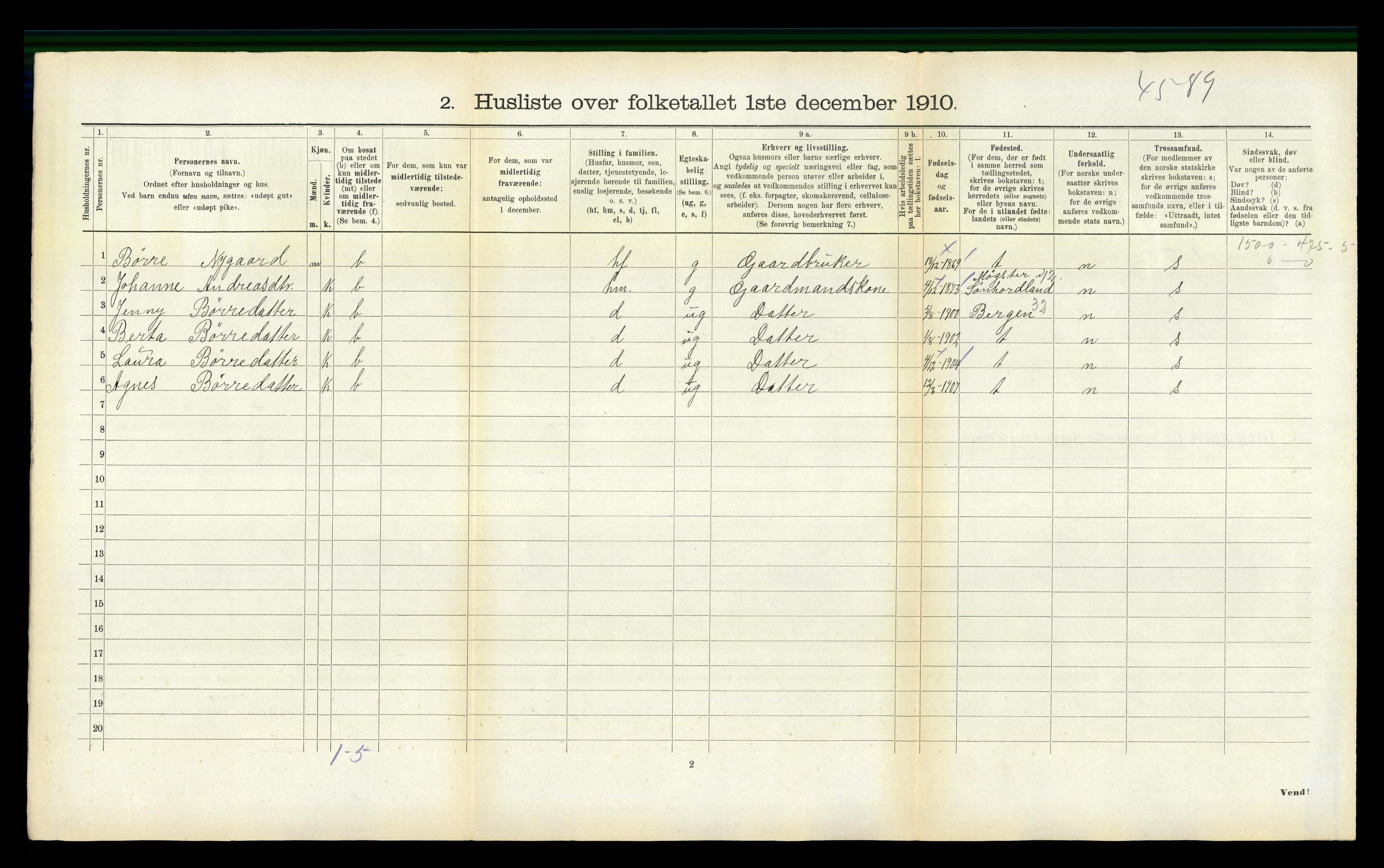 RA, 1910 census for Breim, 1910, p. 525