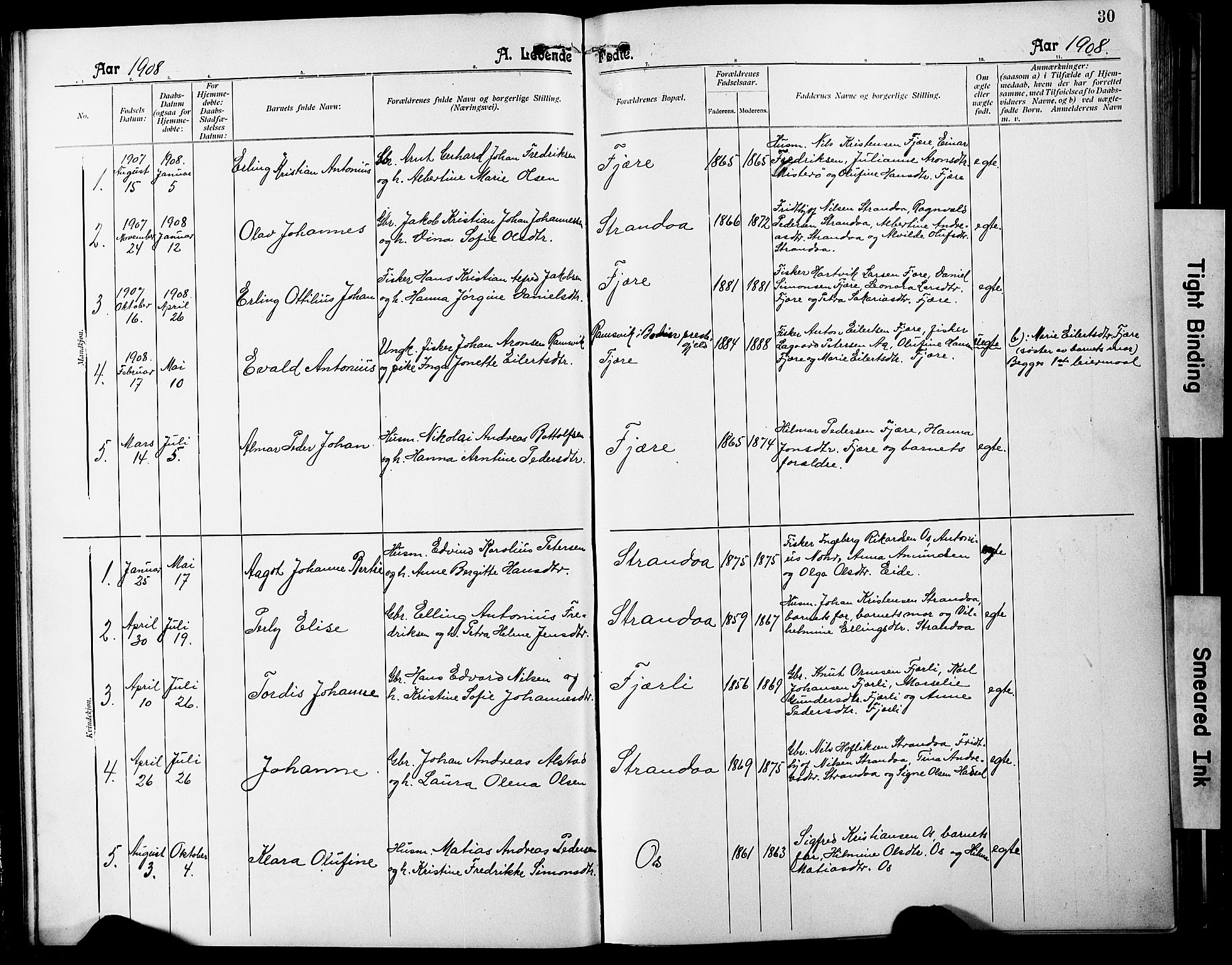 Ministerialprotokoller, klokkerbøker og fødselsregistre - Nordland, SAT/A-1459/803/L0077: Parish register (copy) no. 803C04, 1897-1930, p. 30