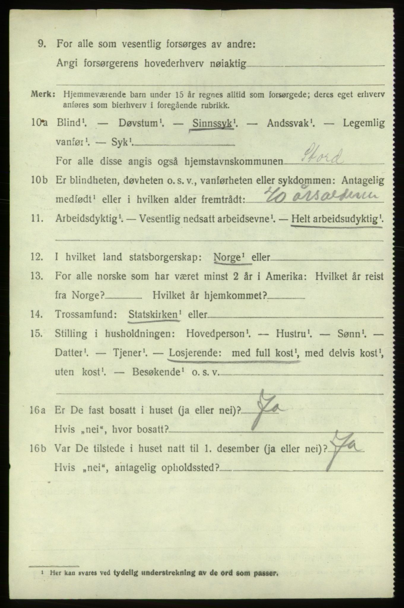 SAB, 1920 census for Stord, 1920, p. 7990