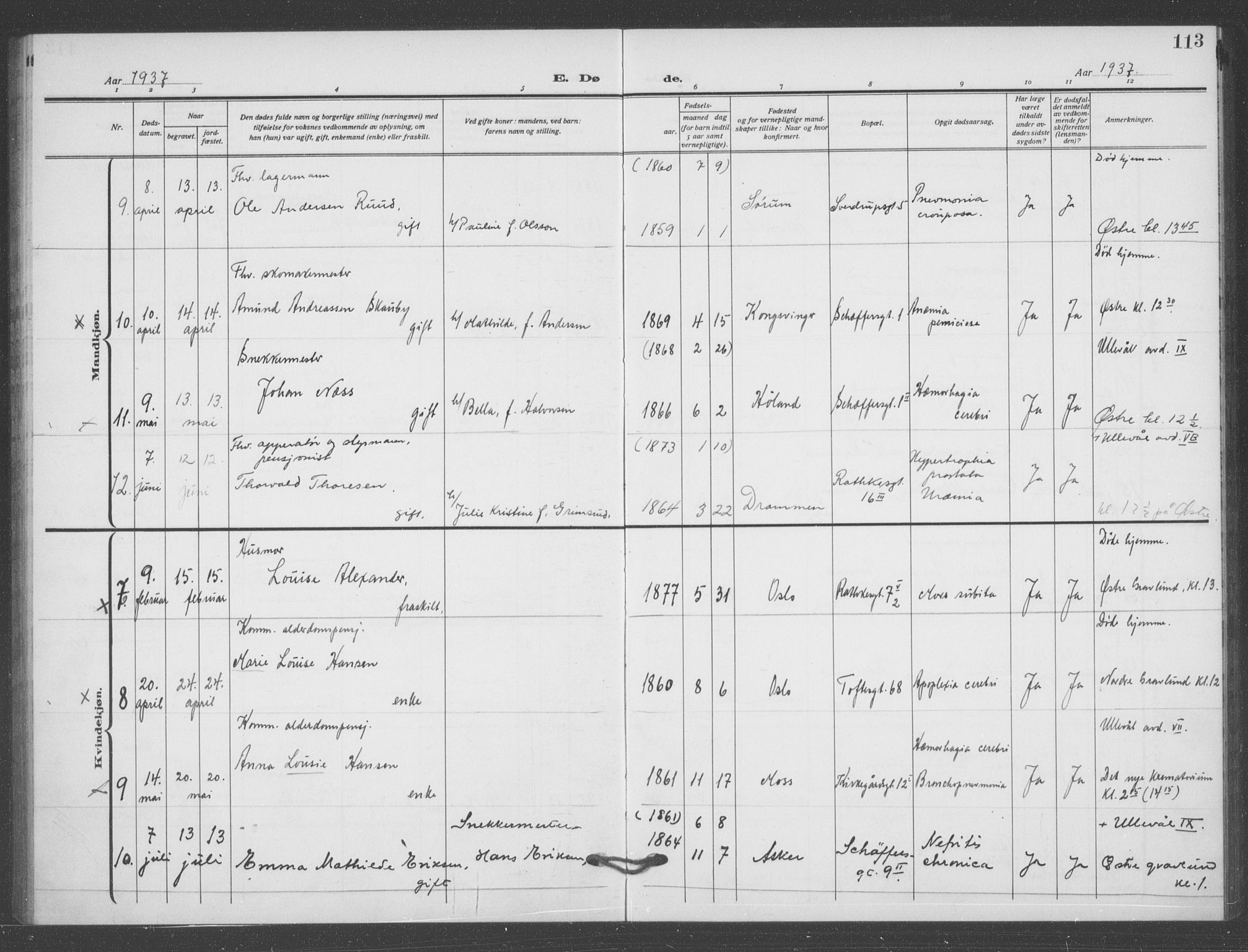 Matteus prestekontor Kirkebøker, AV/SAO-A-10870/F/Fa/L0004: Parish register (official) no. 4, 1917-1938, p. 113