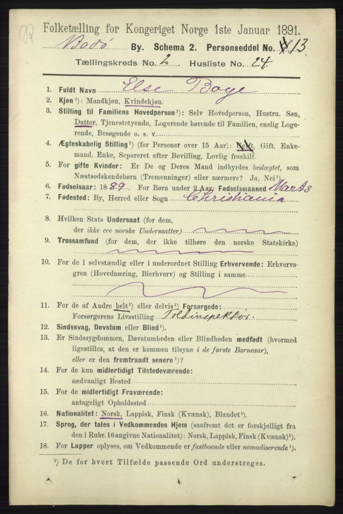 RA, 1891 census for 1804 Bodø, 1891, p. 1338