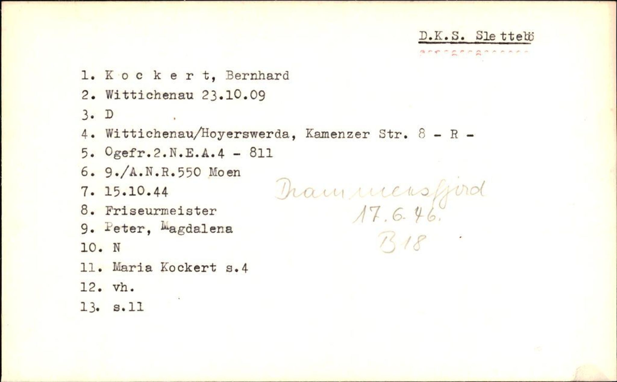 Hjemsendte tyskere , AV/RA-RAFA-6487/D/Db/L0016: Kochanek-Küdrna, 1945-1947, p. 11